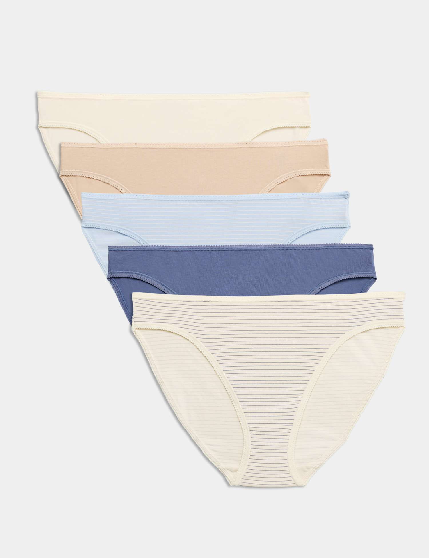 M&S 5pk Cotton Rich Lycra� High Leg Knickers Blueberry