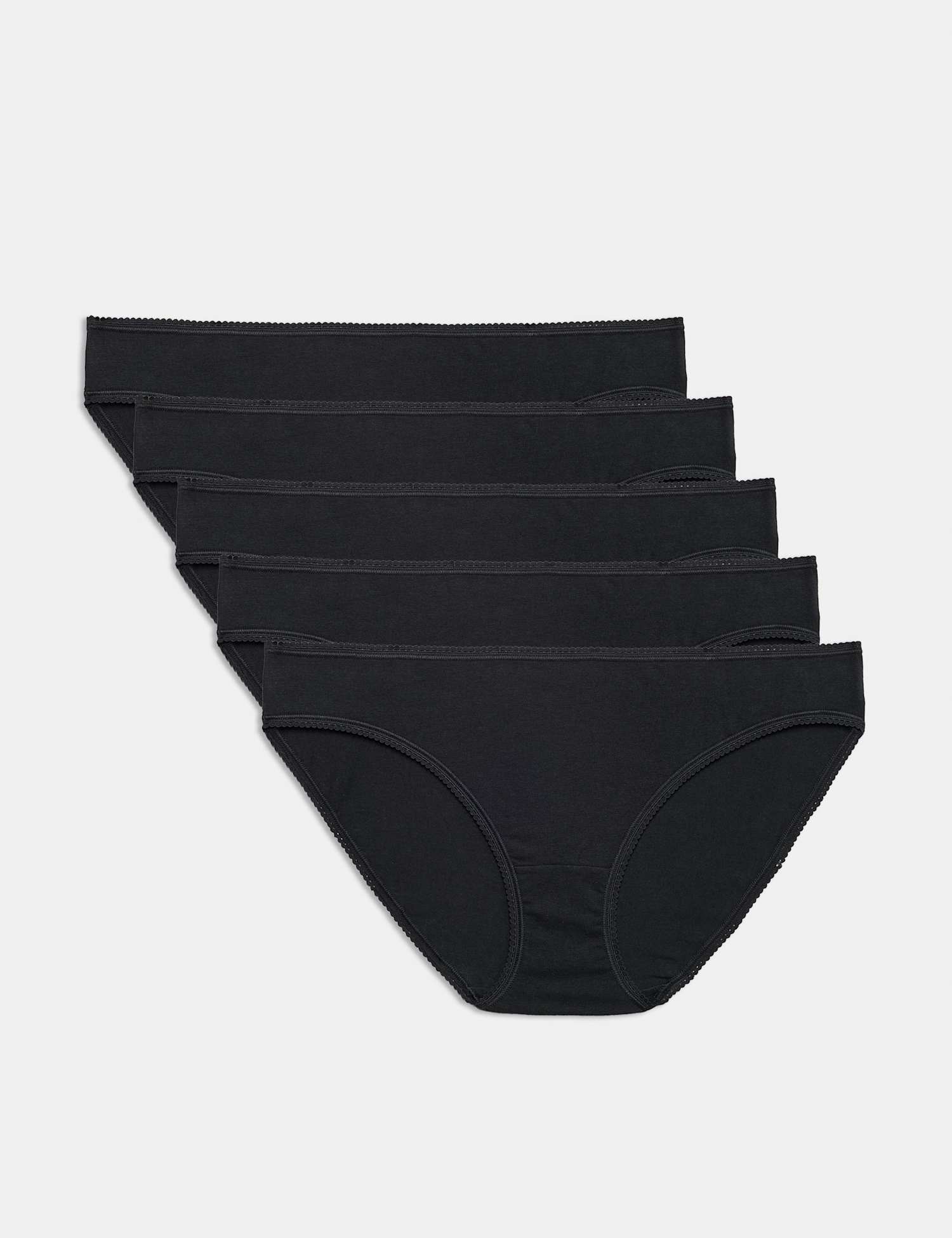 M&S 5pk Cotton Lycra� Bikini Knickers Black