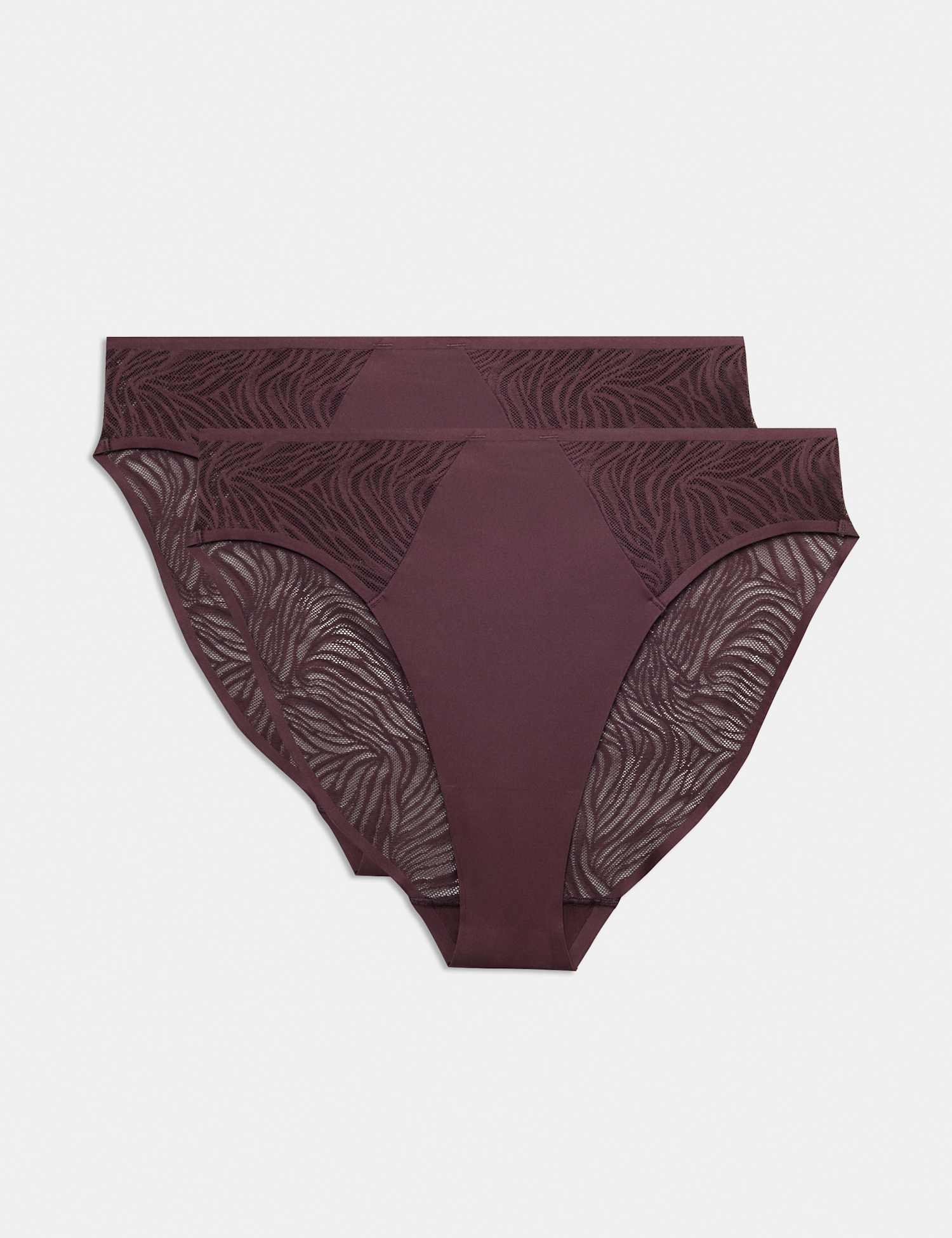 Body by M&S 2 Pack Body Lace High Leg Knickers Dark Aubergine