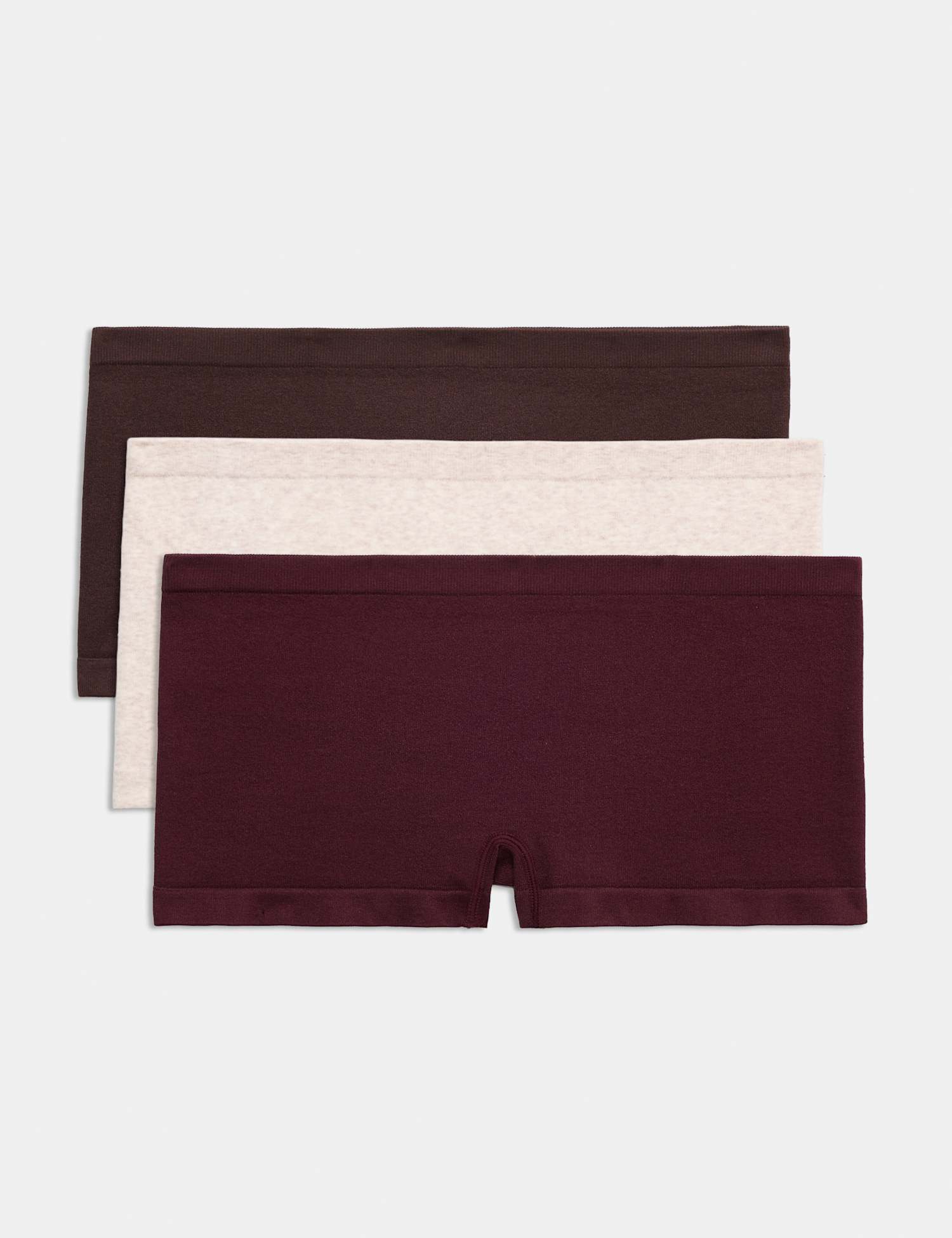 M&S 3 Pack Comfort Rib Seamless Boxer Shorts Dark Wine