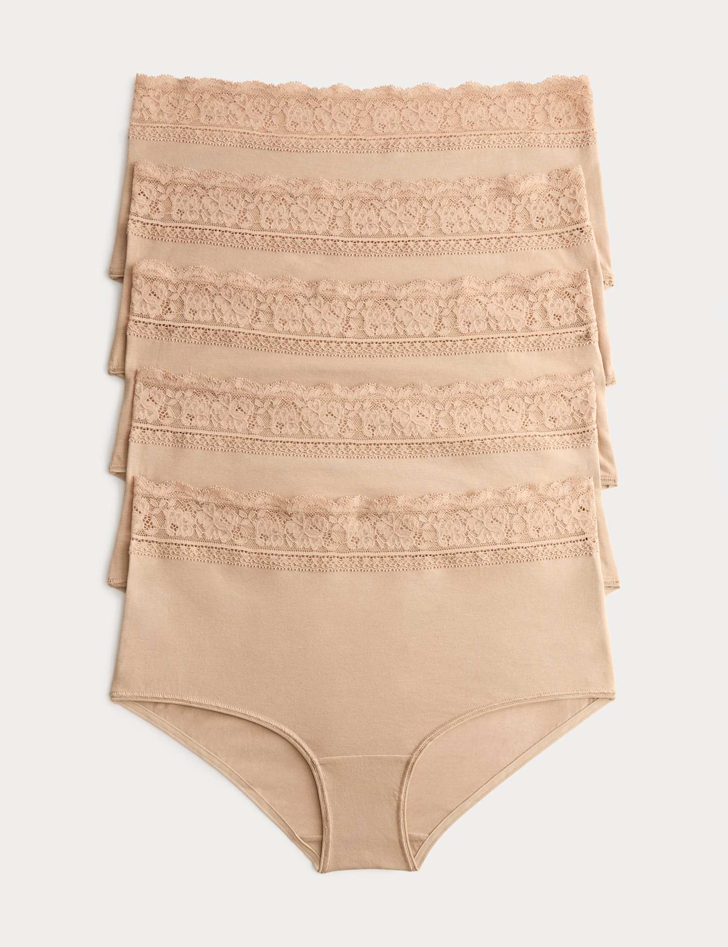 M&S 5pk Cotton Lycra� & Lace High Rise Short Rose Quartz