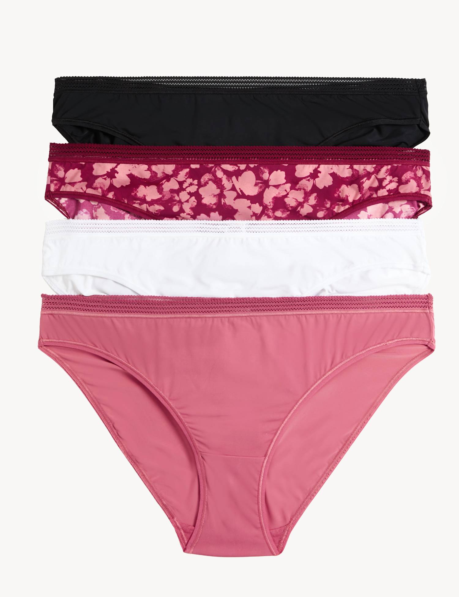 M&S 4pk Microfibre Bikini Knickers Raspberry