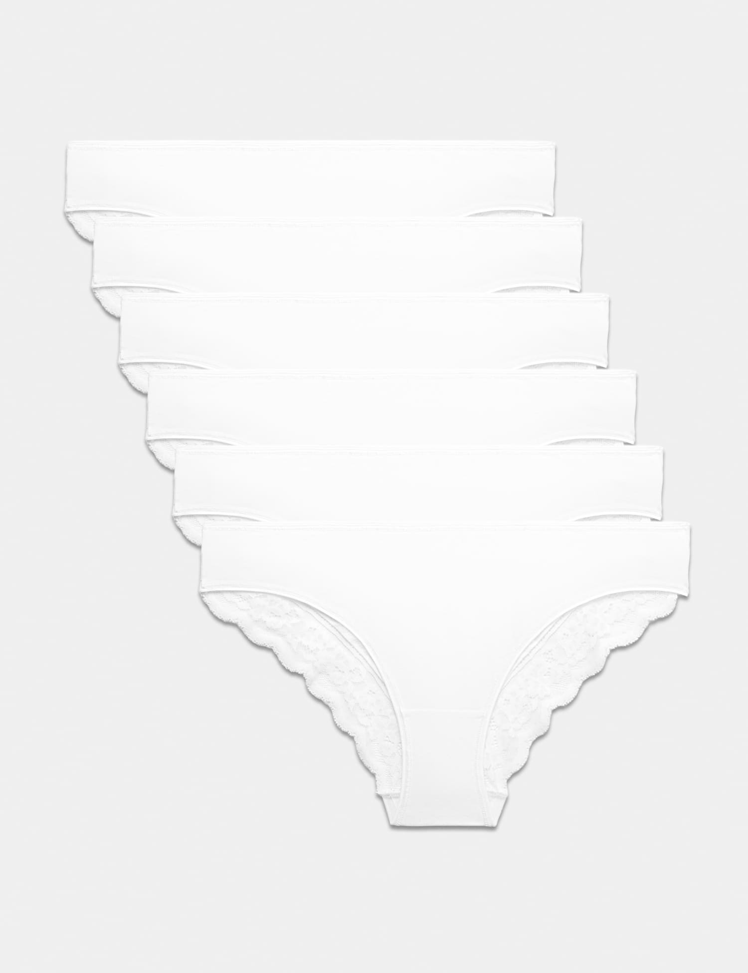 M&S 5pk Cotton Rich Printed Brazilian Knickers White