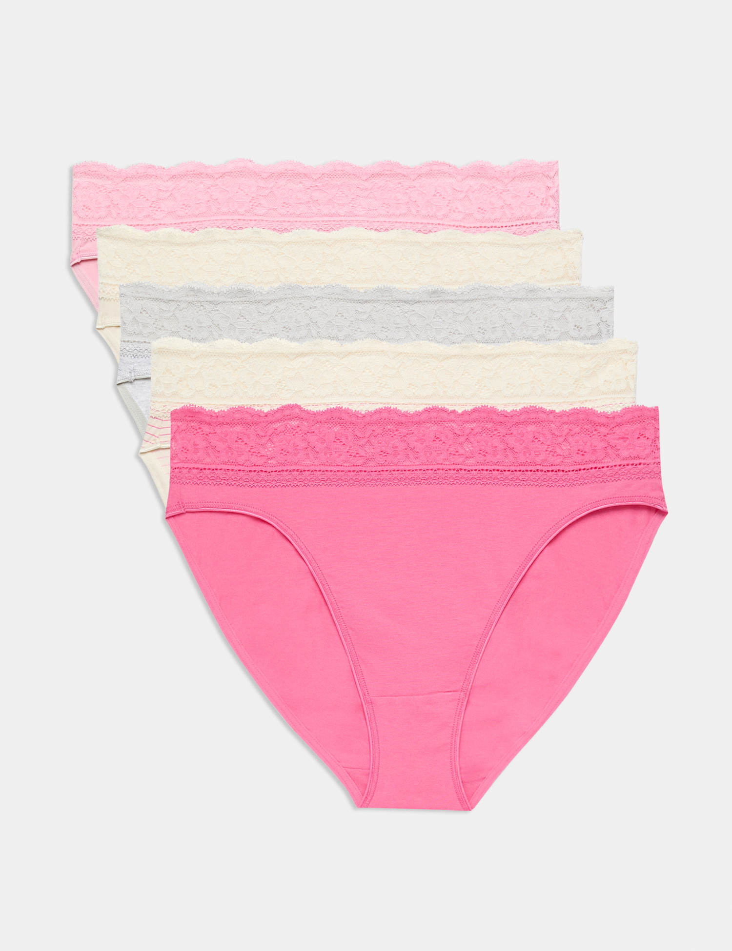 M&S 5pk Cotton Rich Printed High Leg Knickers Pink Mix
