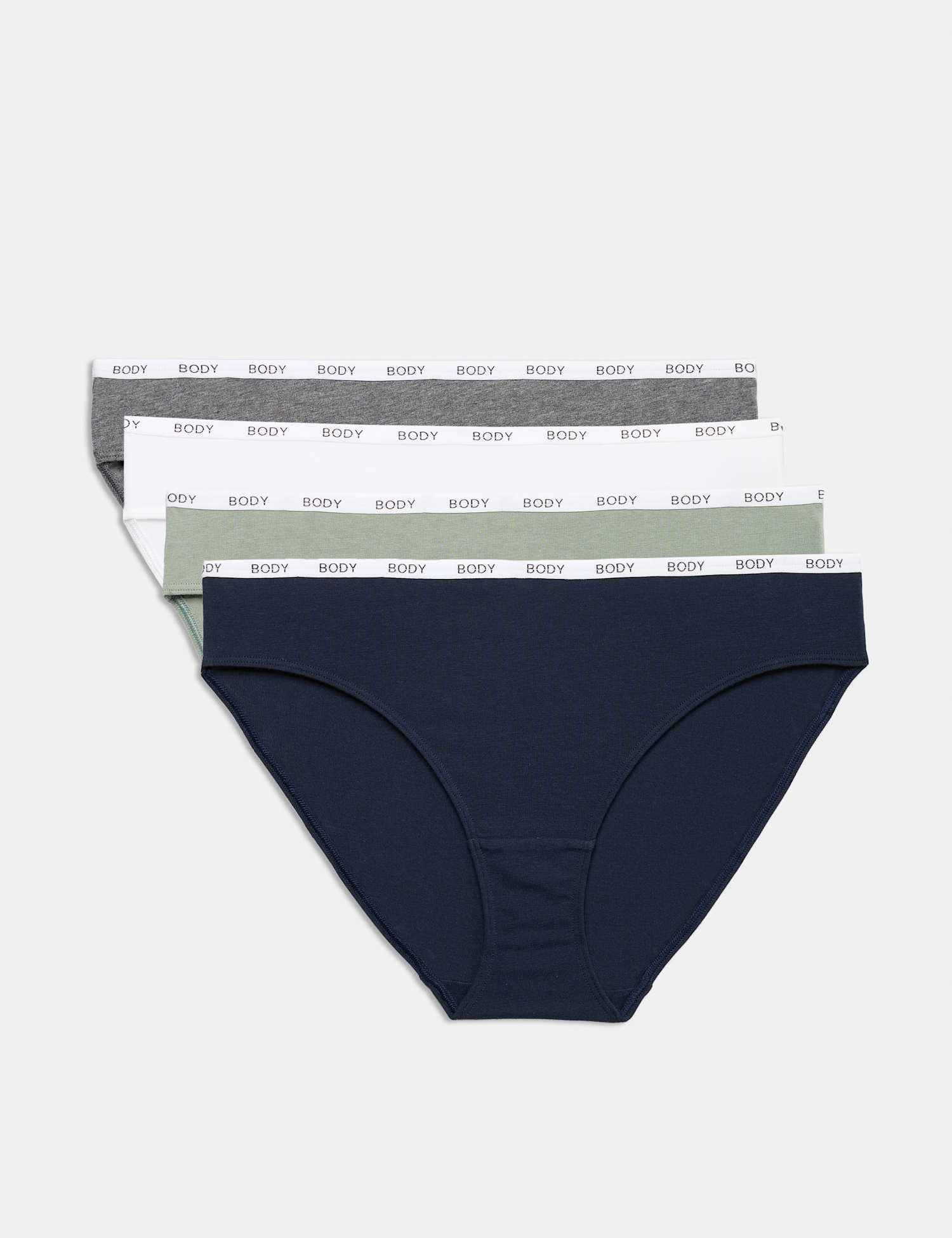 M&S 4pk Cotton Rich Bikini Knickers Grey Mix