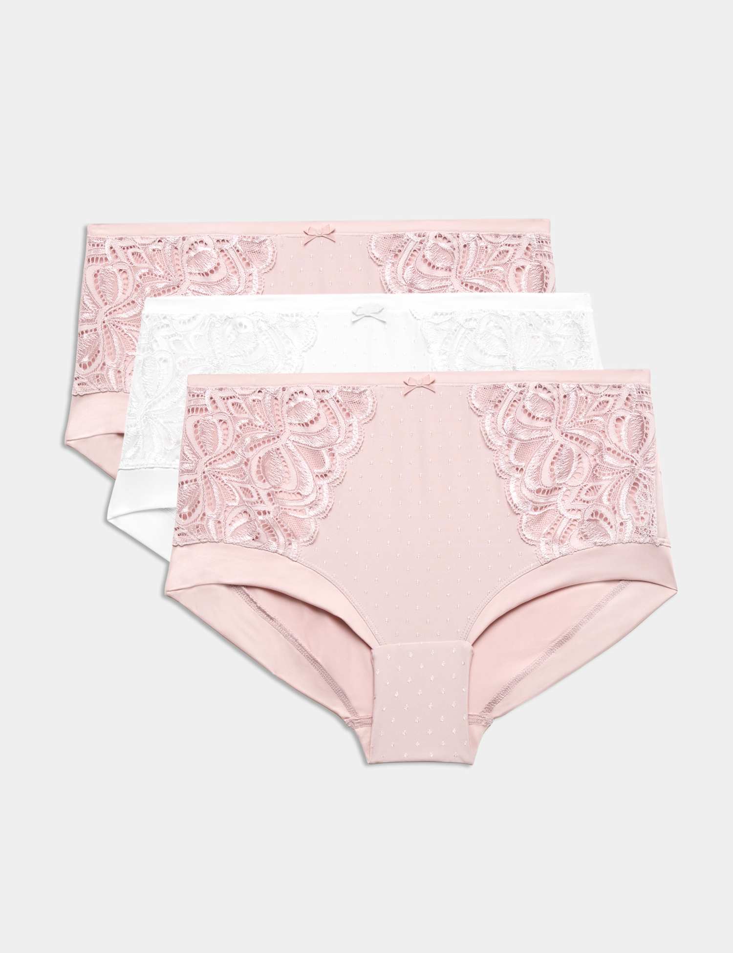 M&S 3pk Amelia Lace High Rise Shorts Mallow
