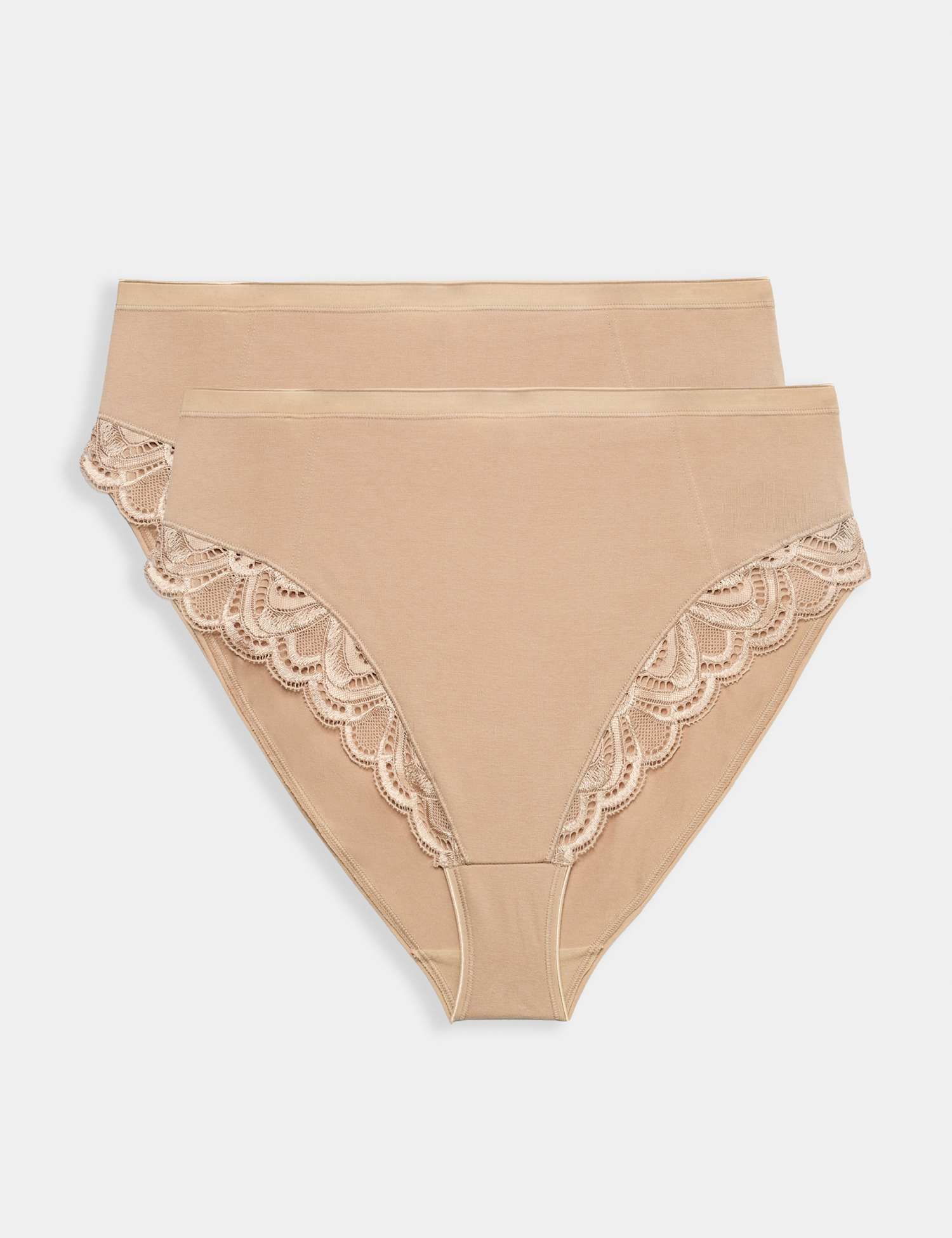 M&S 2 Pack Amelia Lace Cotton Rich Shaping Knickers Rose Quartz