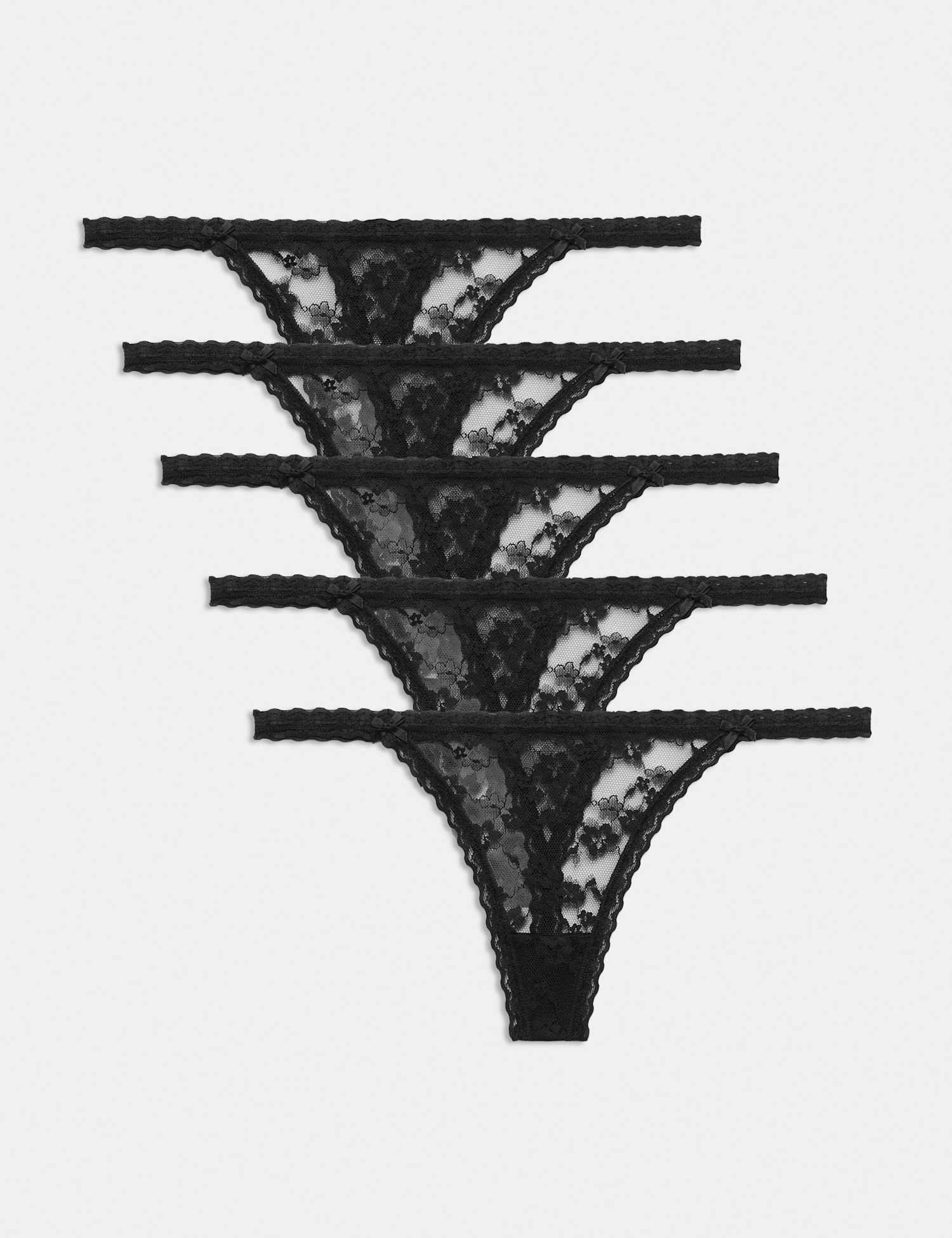 M&S 5 Pack Lace Tanga Thong Black