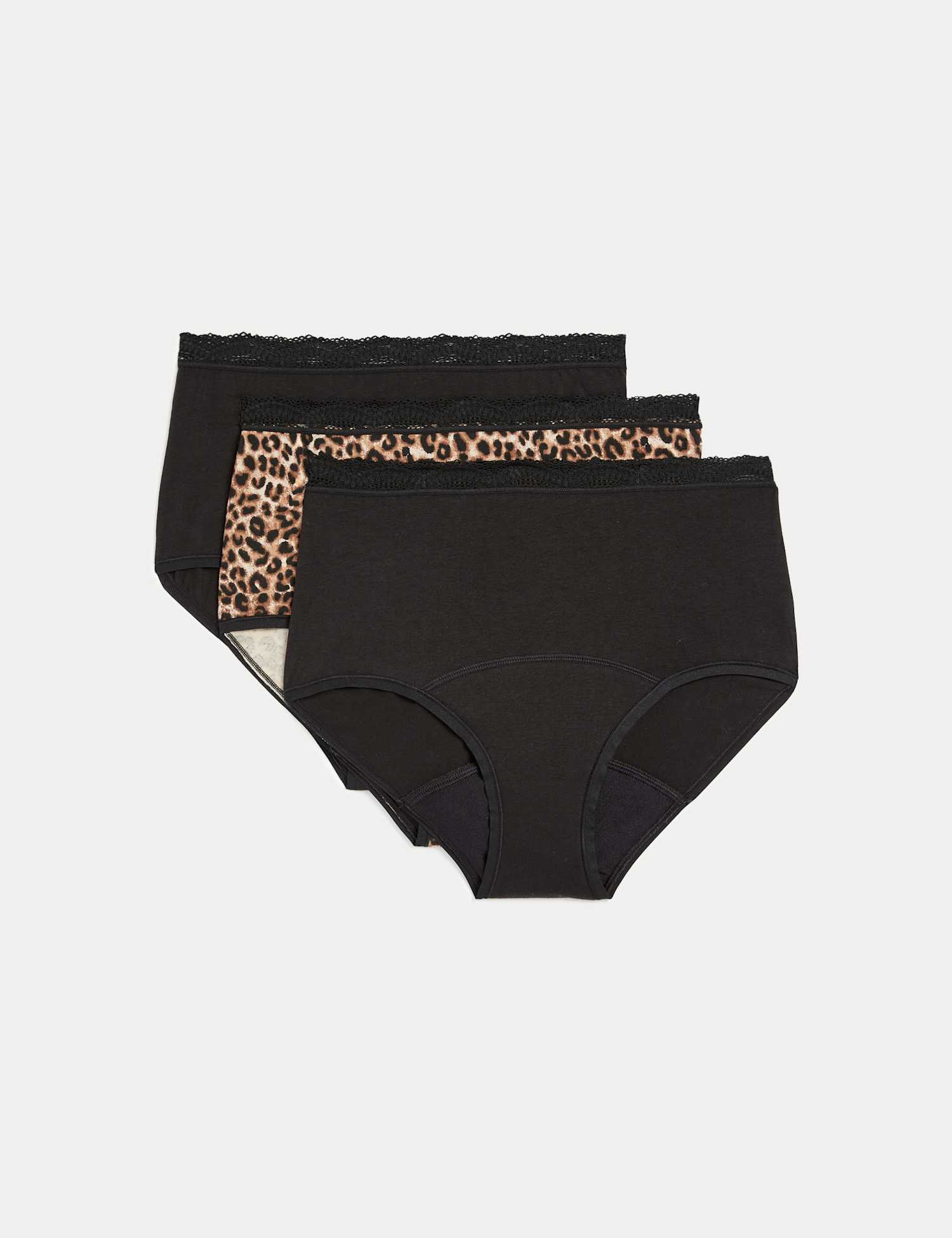 M&S 3pk Super Heavy Absorbency Period Full Briefs Black