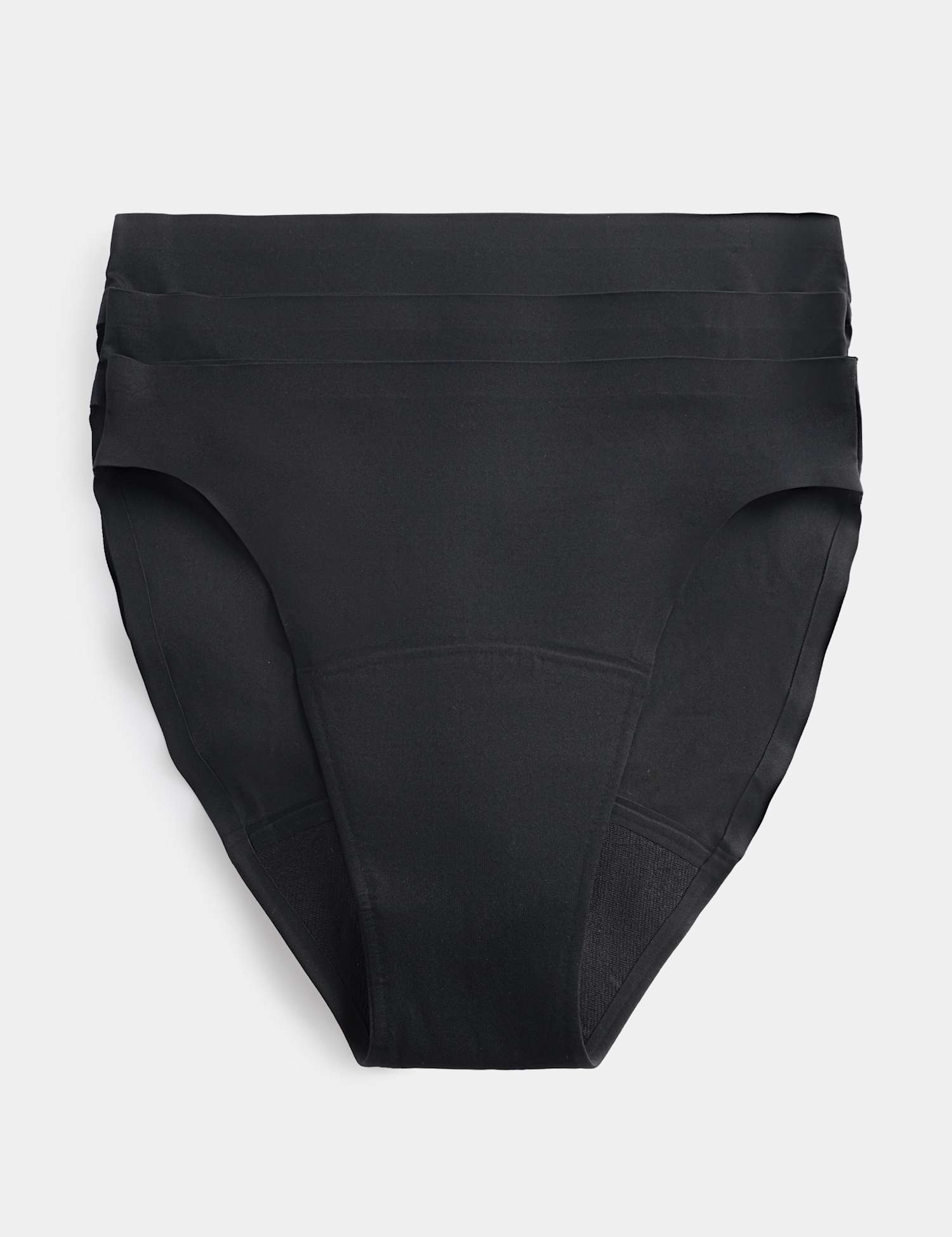 M&S 3 Pack Heavy Absorbency No VPL Period High Leg Knickers Black