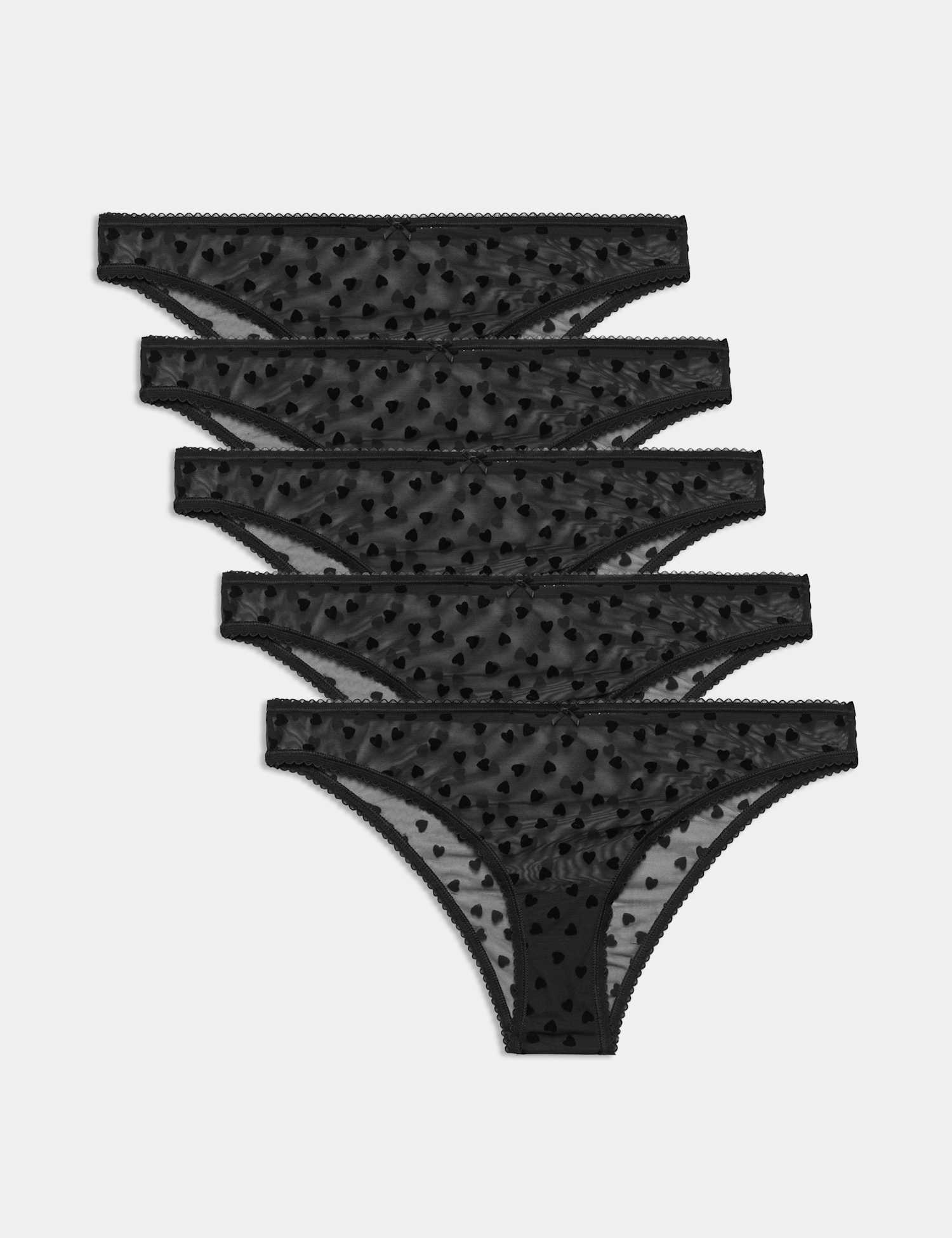 M&S 5 Pack Heart Flock Briefs Black