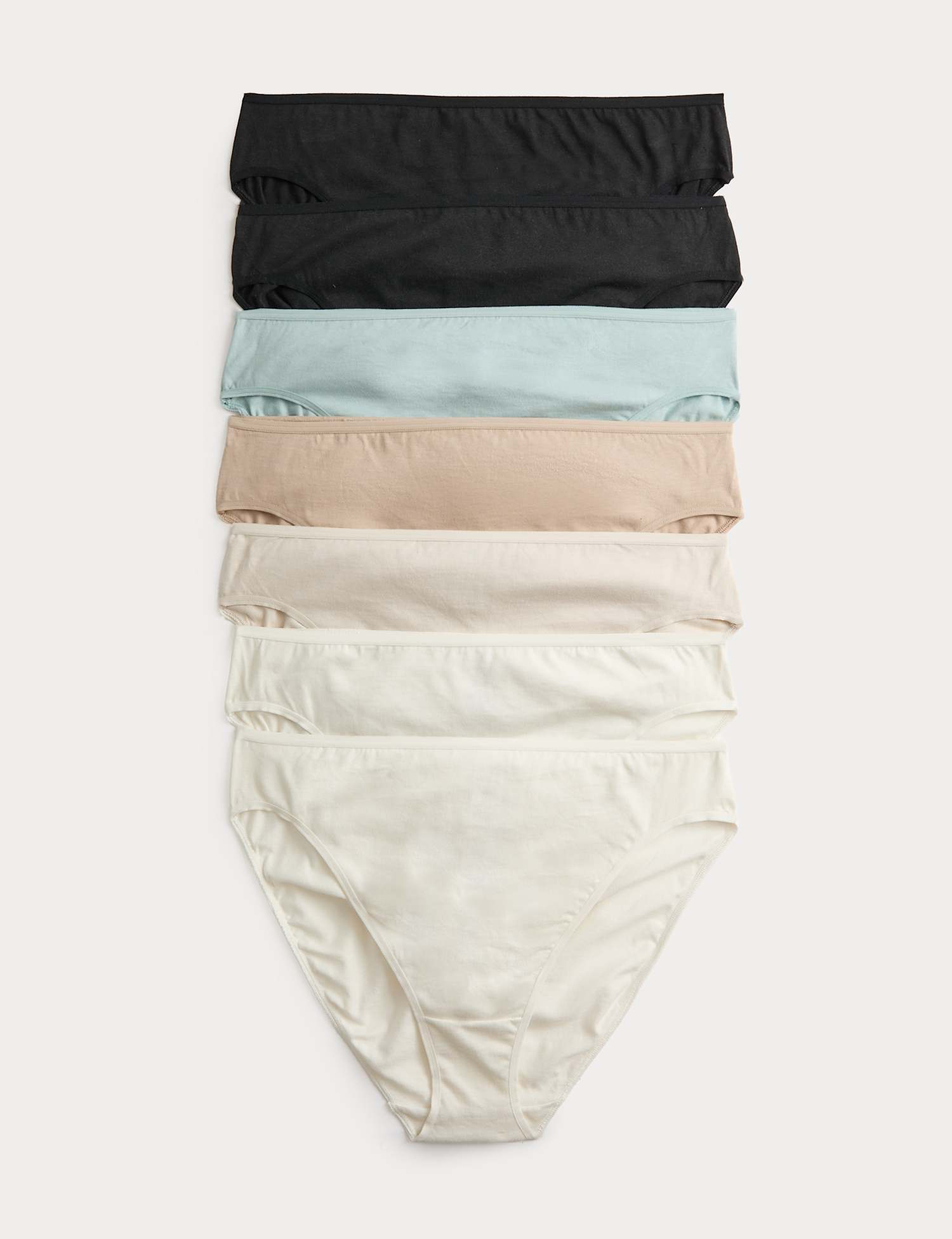 M&S 7 Pack Pure Cotton High Leg Knickers Cream Mix