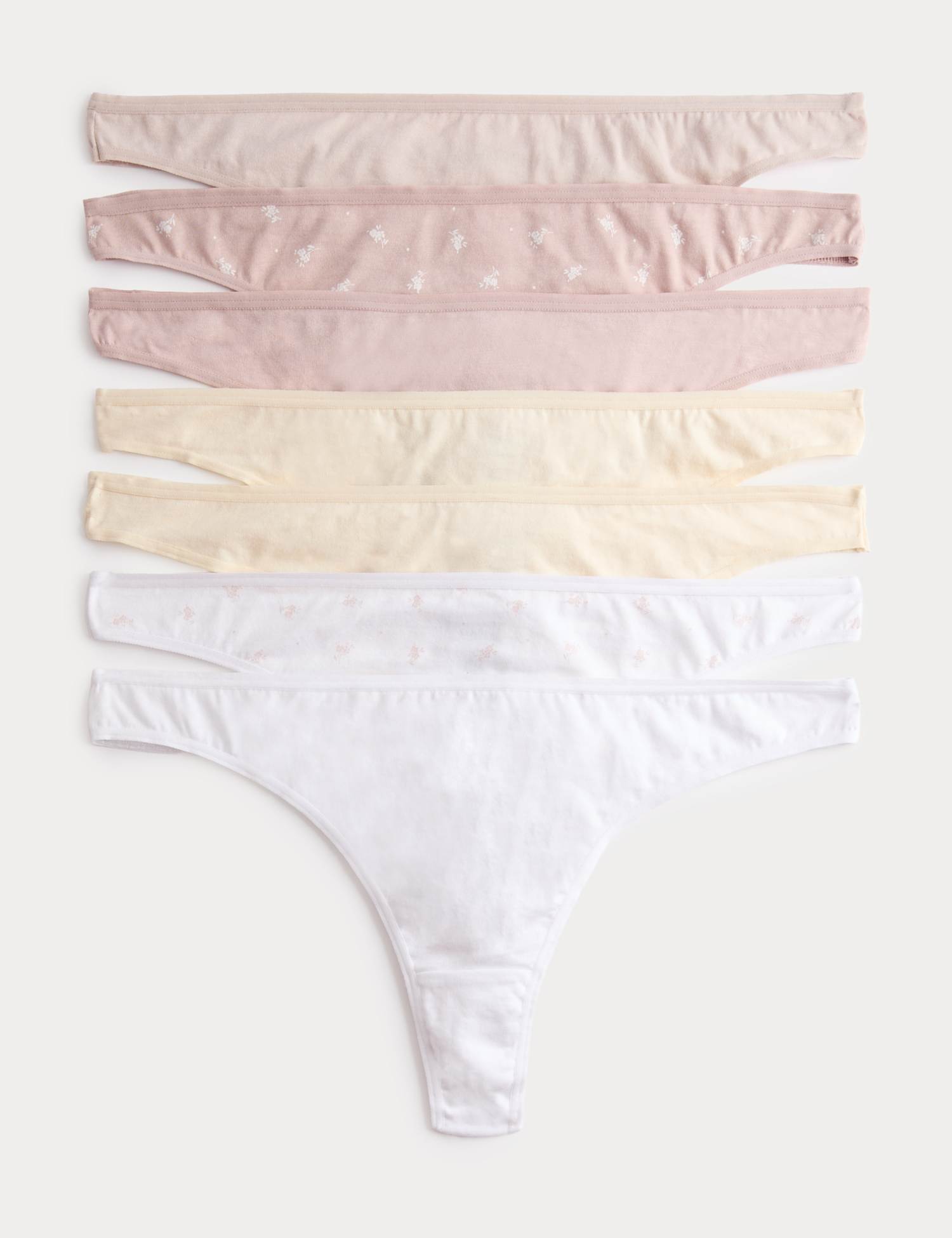 M&S 7 Pack Pure Cotton Thongs Pink Mix
