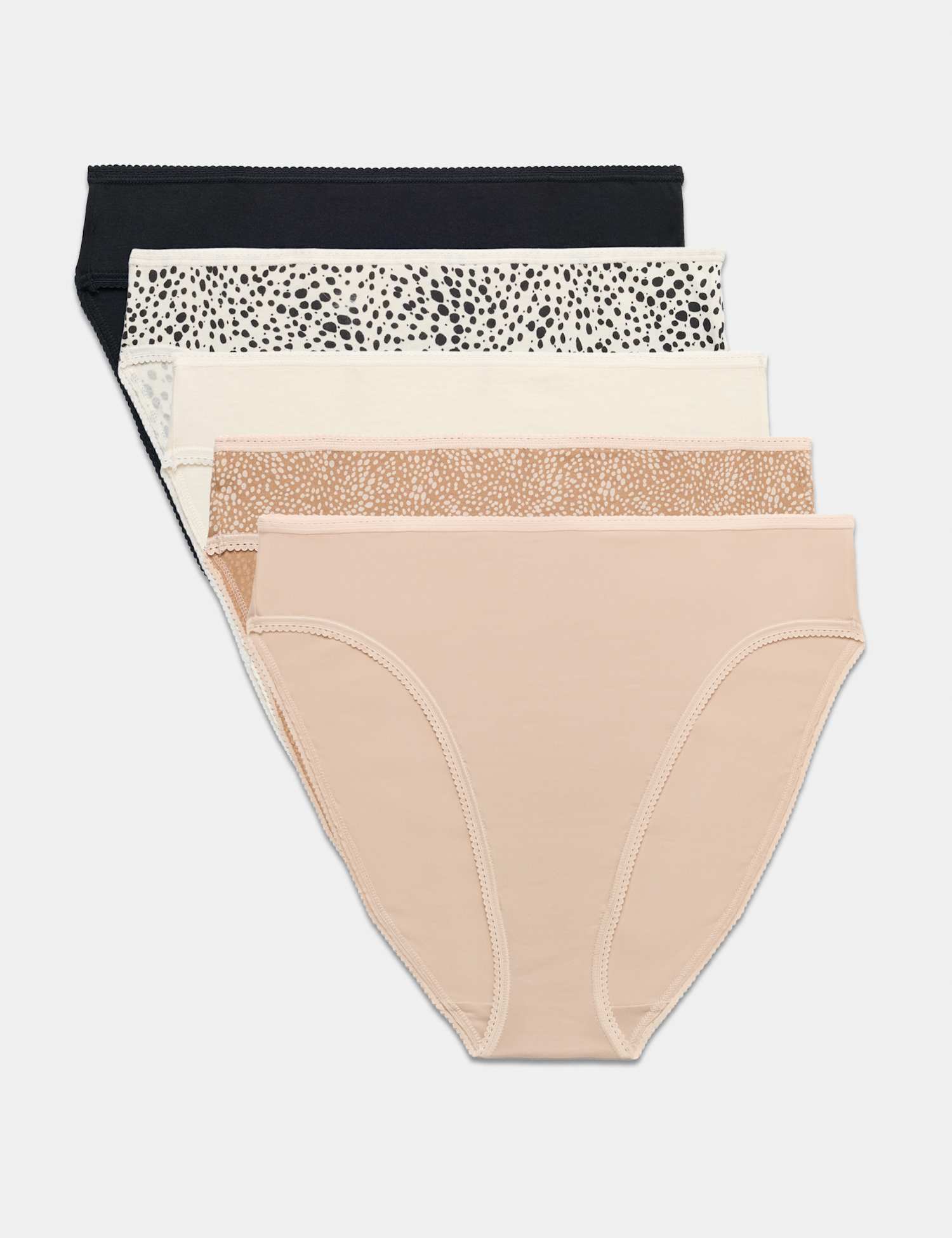 M&S 5pk Pure Cotton High Leg Knickers Black Mix