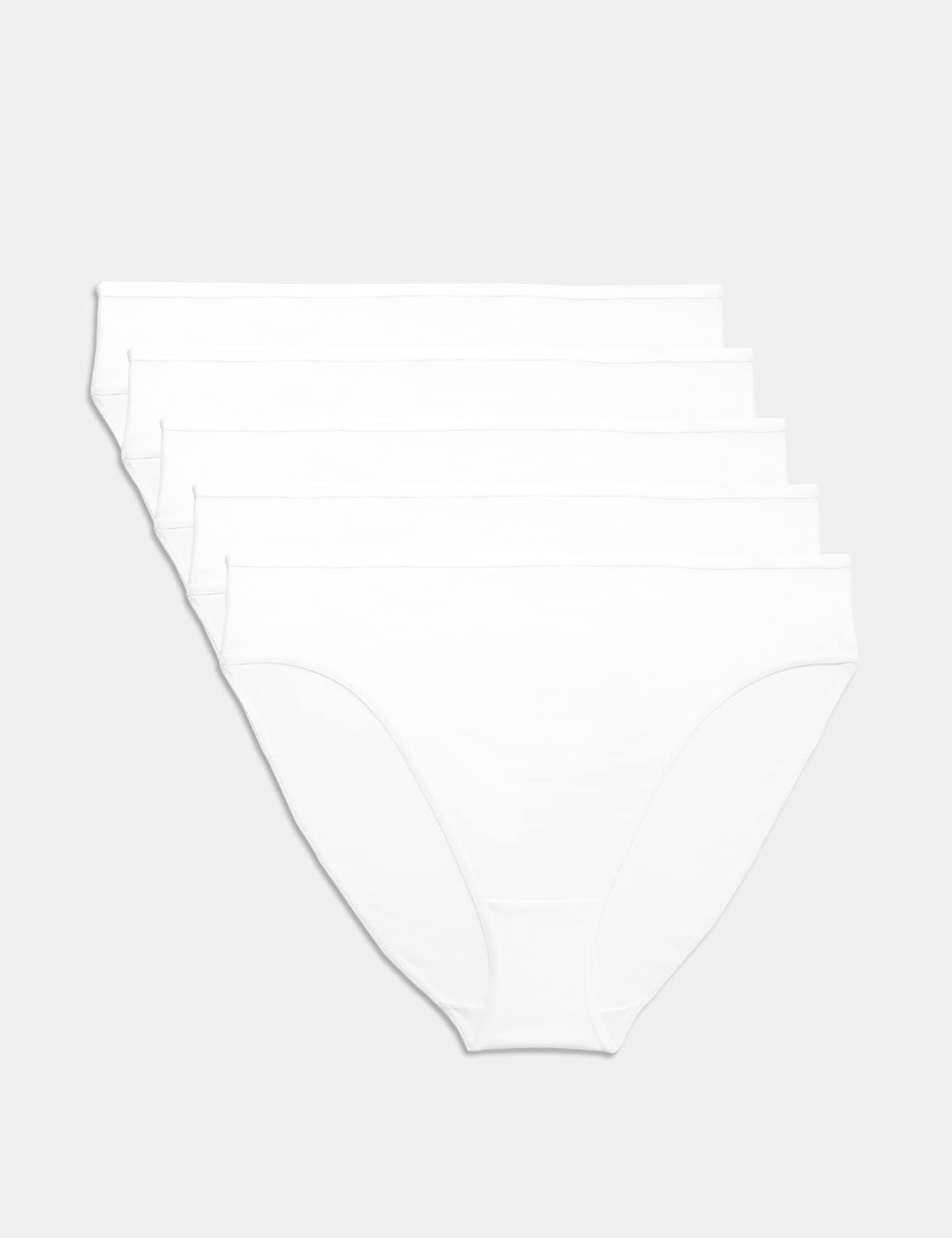 M&S 5pk Pure Cotton High Leg Knickers White