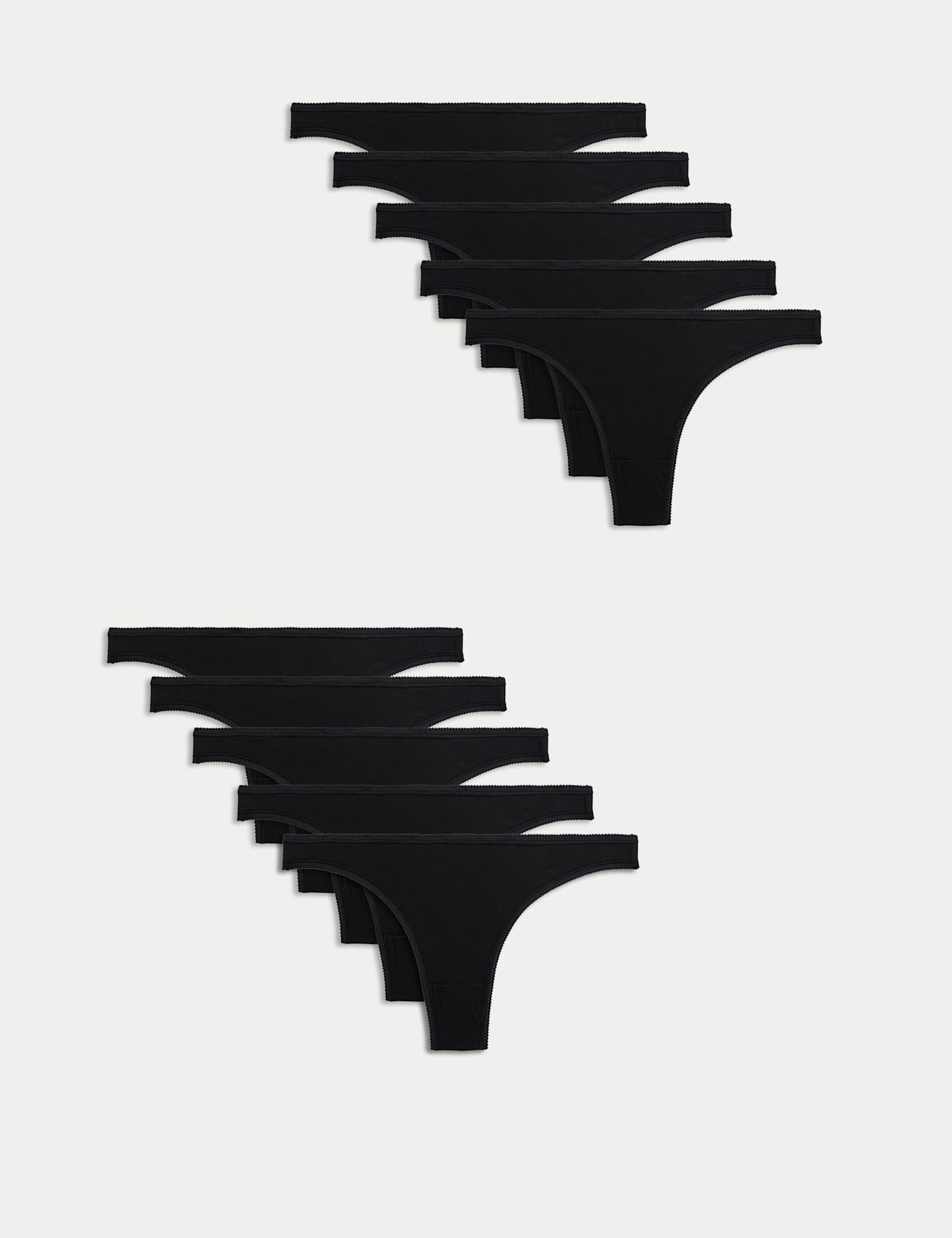 M&S 10pk Cotton Lycra� Thongs Black