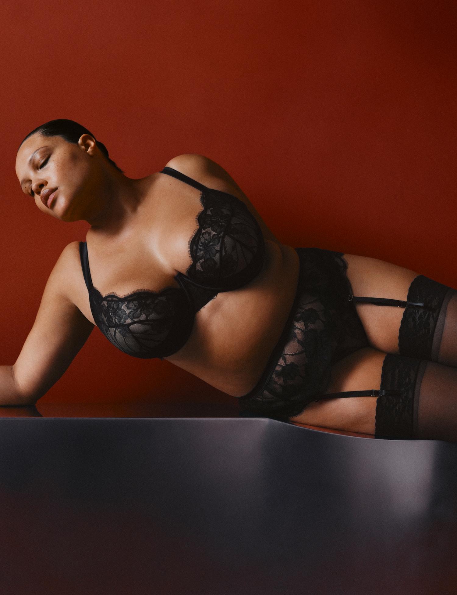 M&S x Coco de Mer Belle Lace Suspender Black