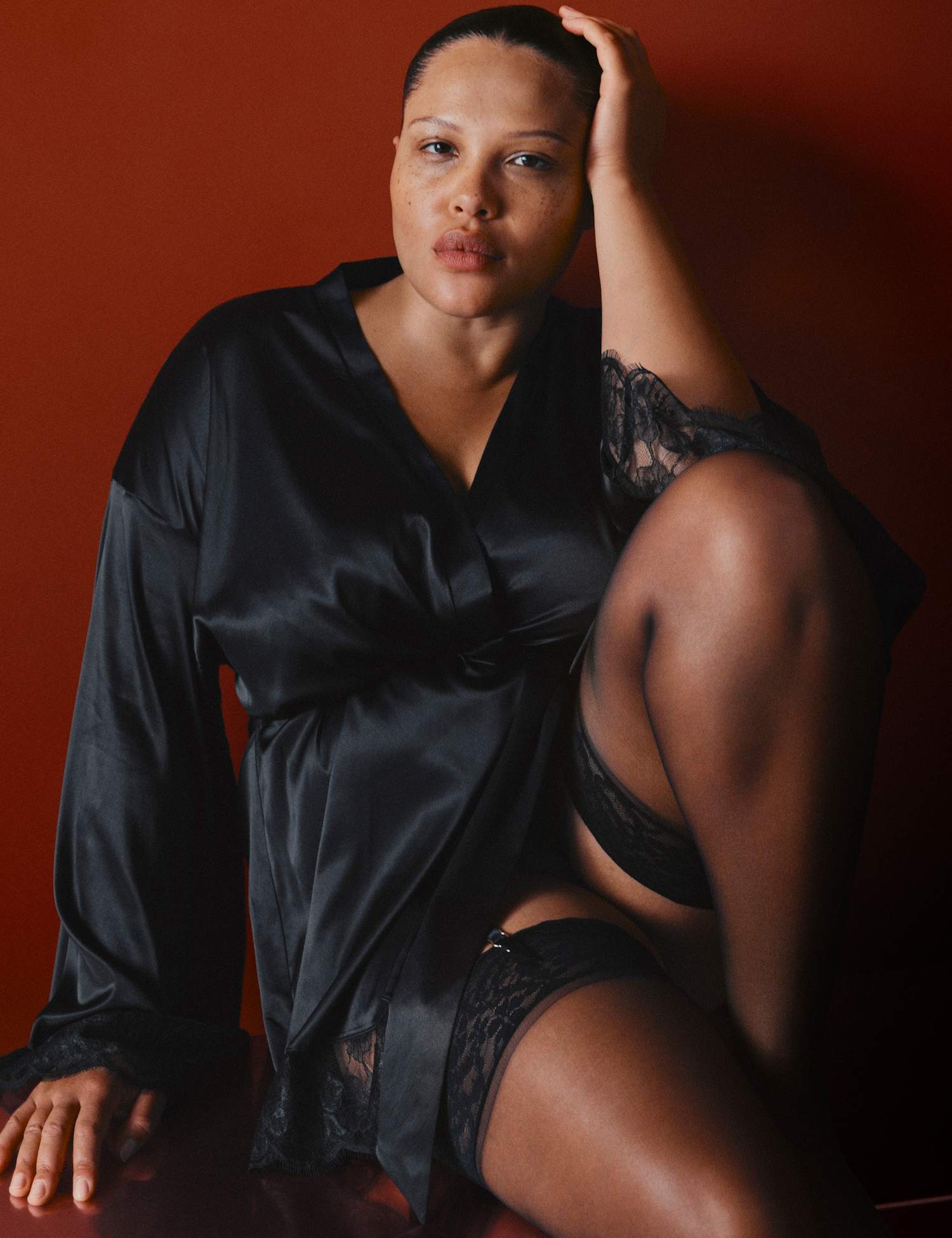 M&S x Coco de Mer Belle Satin Wrap Black