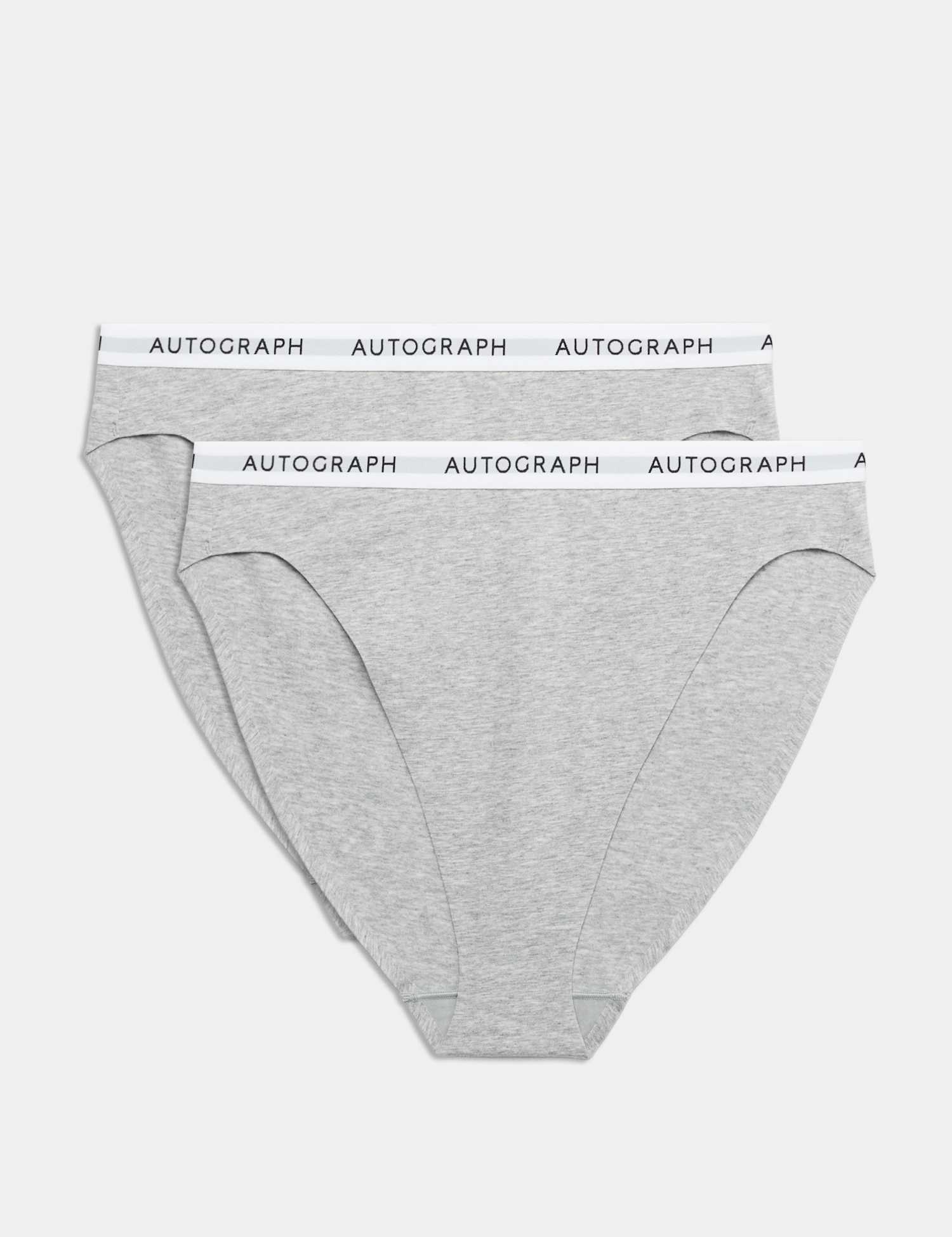 Autograph 2 Pack Lille High Waisted High Leg Knickers Grey Marl