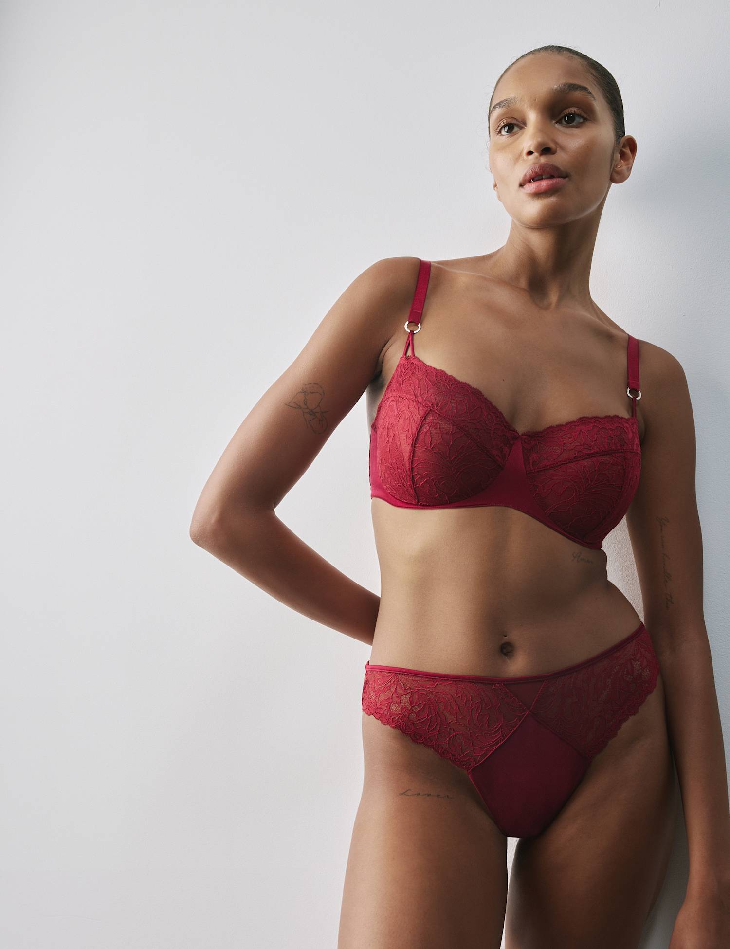 Autograph Lace with Silk Wired Balcony Bra F-H Claret