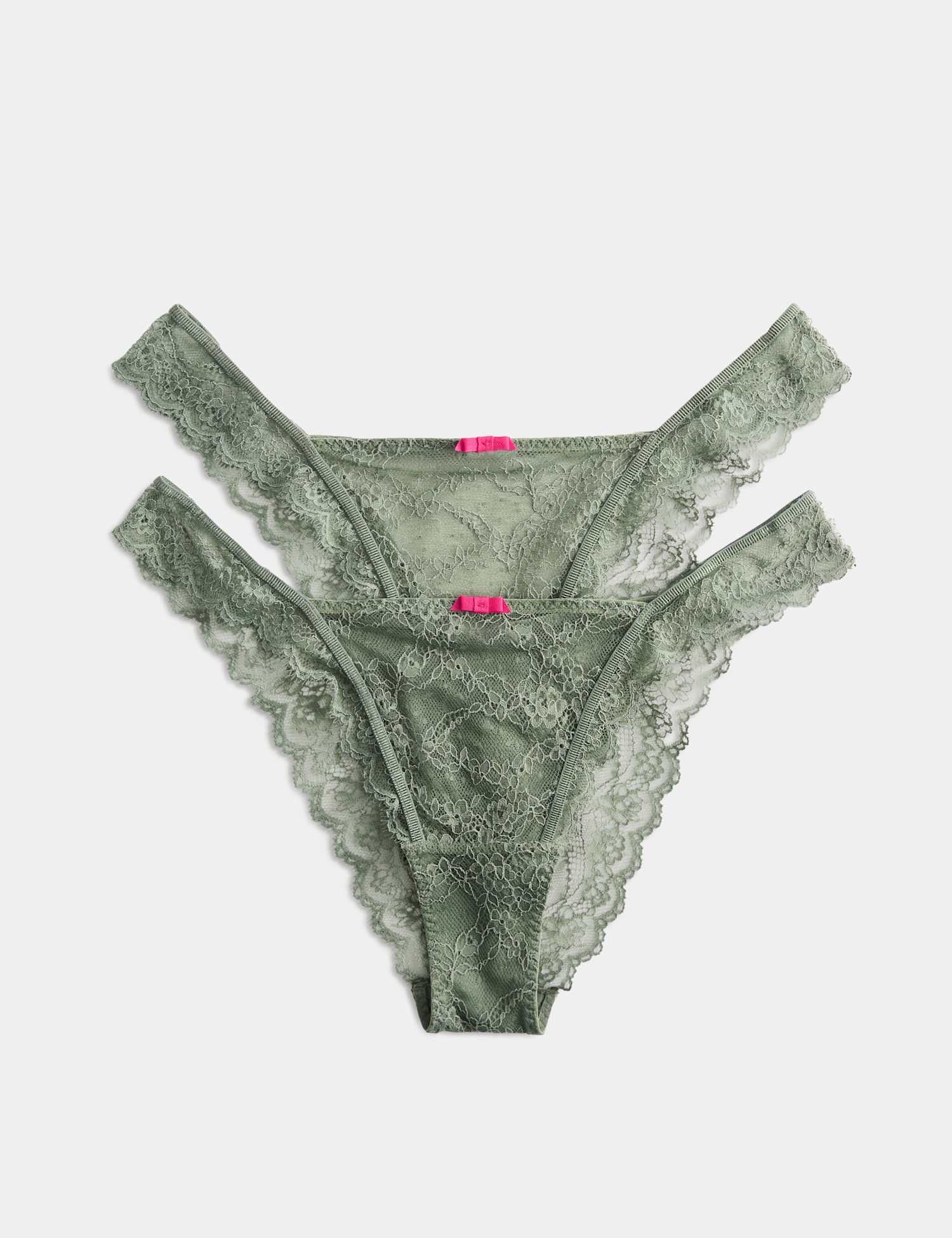 M&S 2 Pack Ida Lace Miami Knickers Washed Green