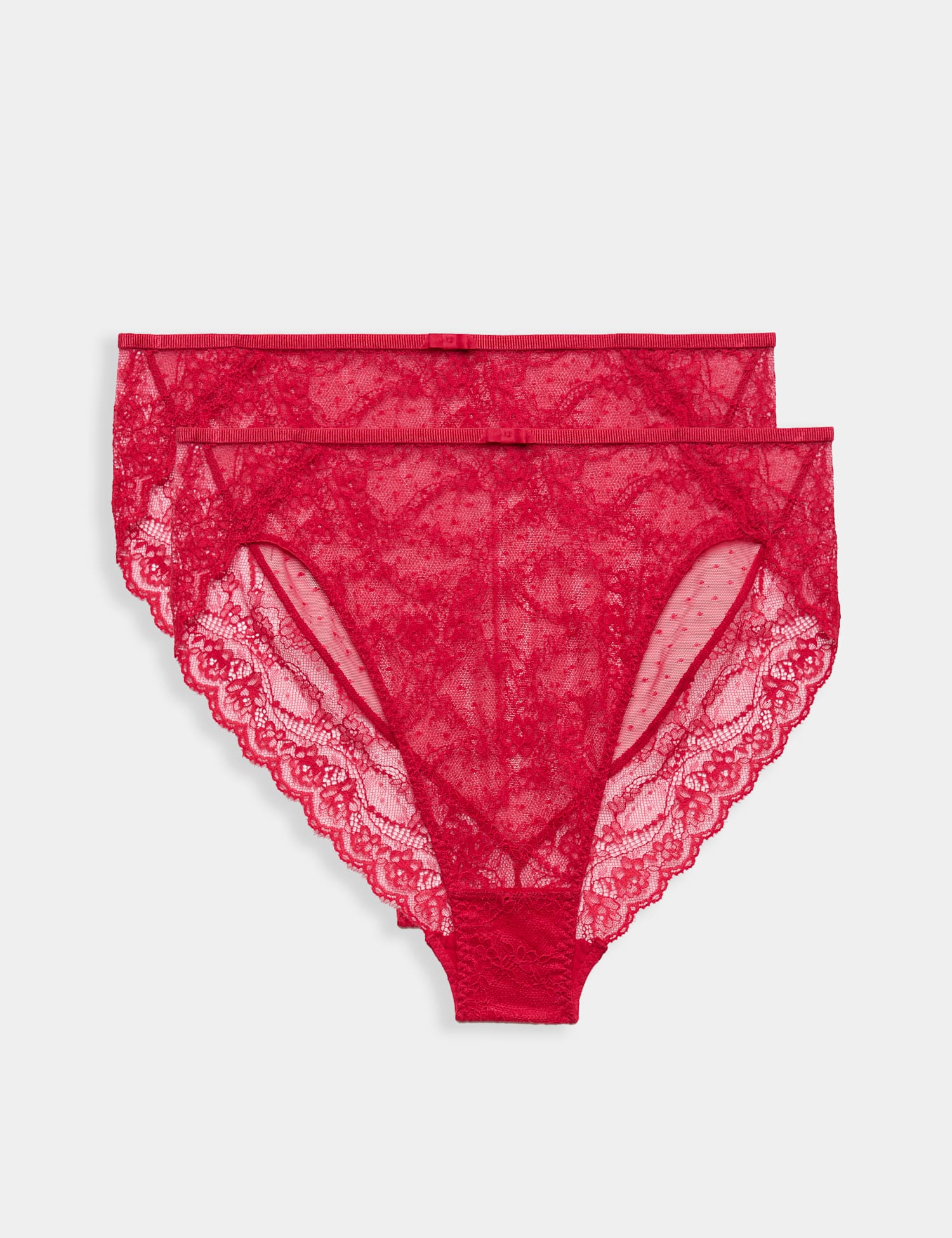 M&S 2 Pack Ida Lace High Waisted High Leg Knickers Red