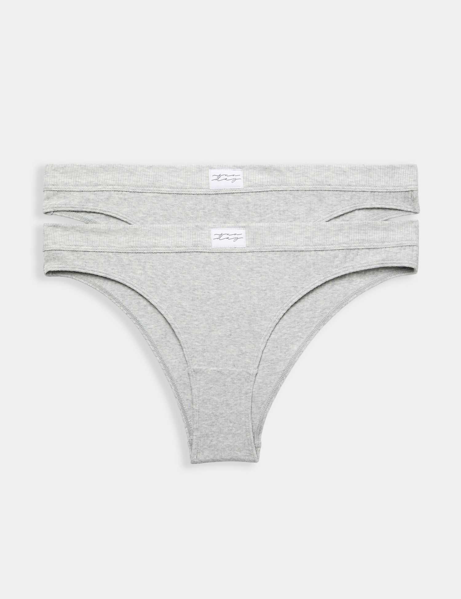M&S 2 Pack Asta Rib Brazilian Knickers Grey Marl