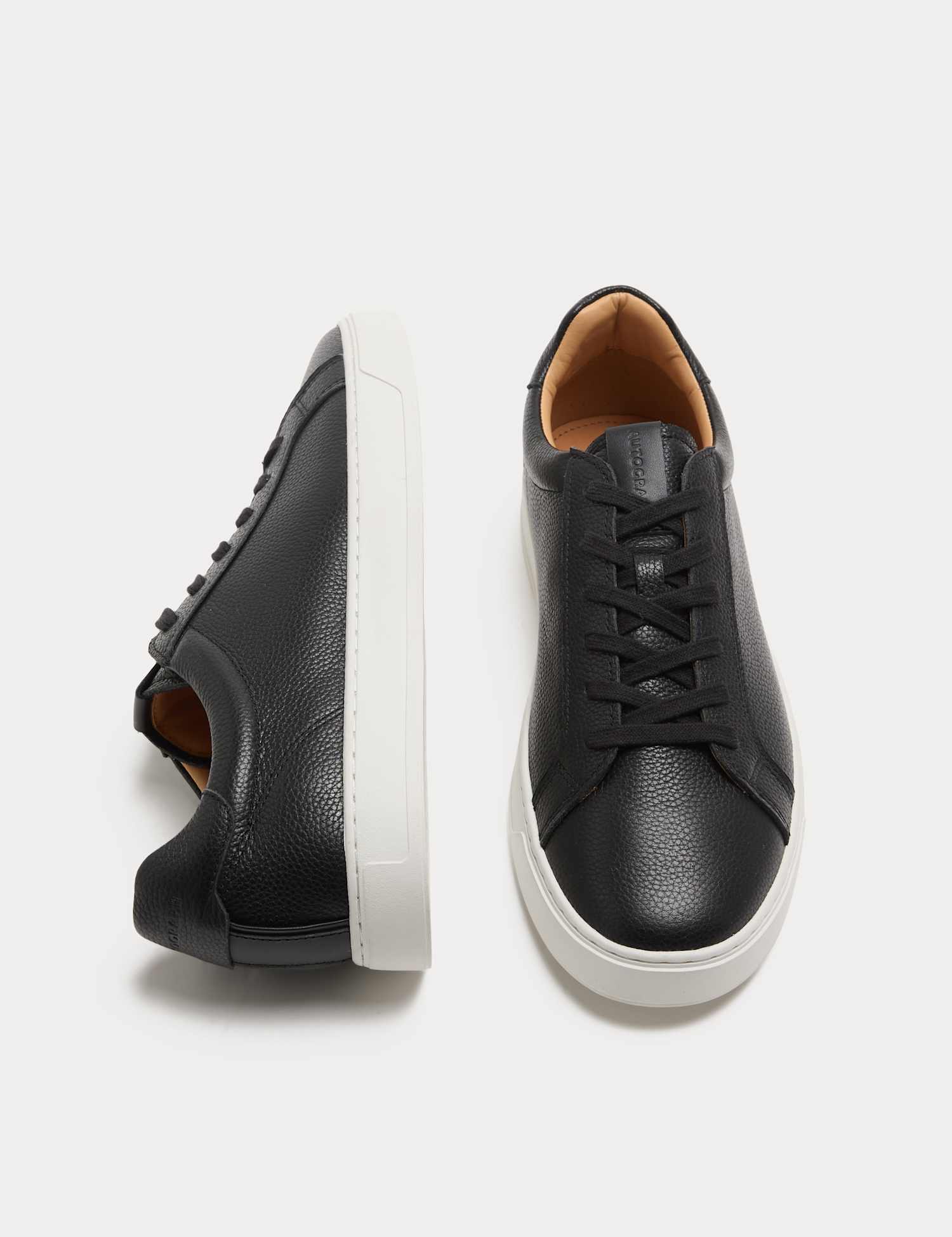 Autograph Leather Cupsole Lace up Trainers Black