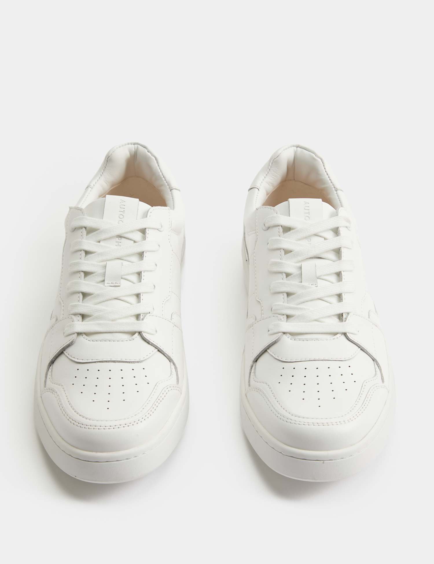 Autograph Lace Up Court Leather Trainers White