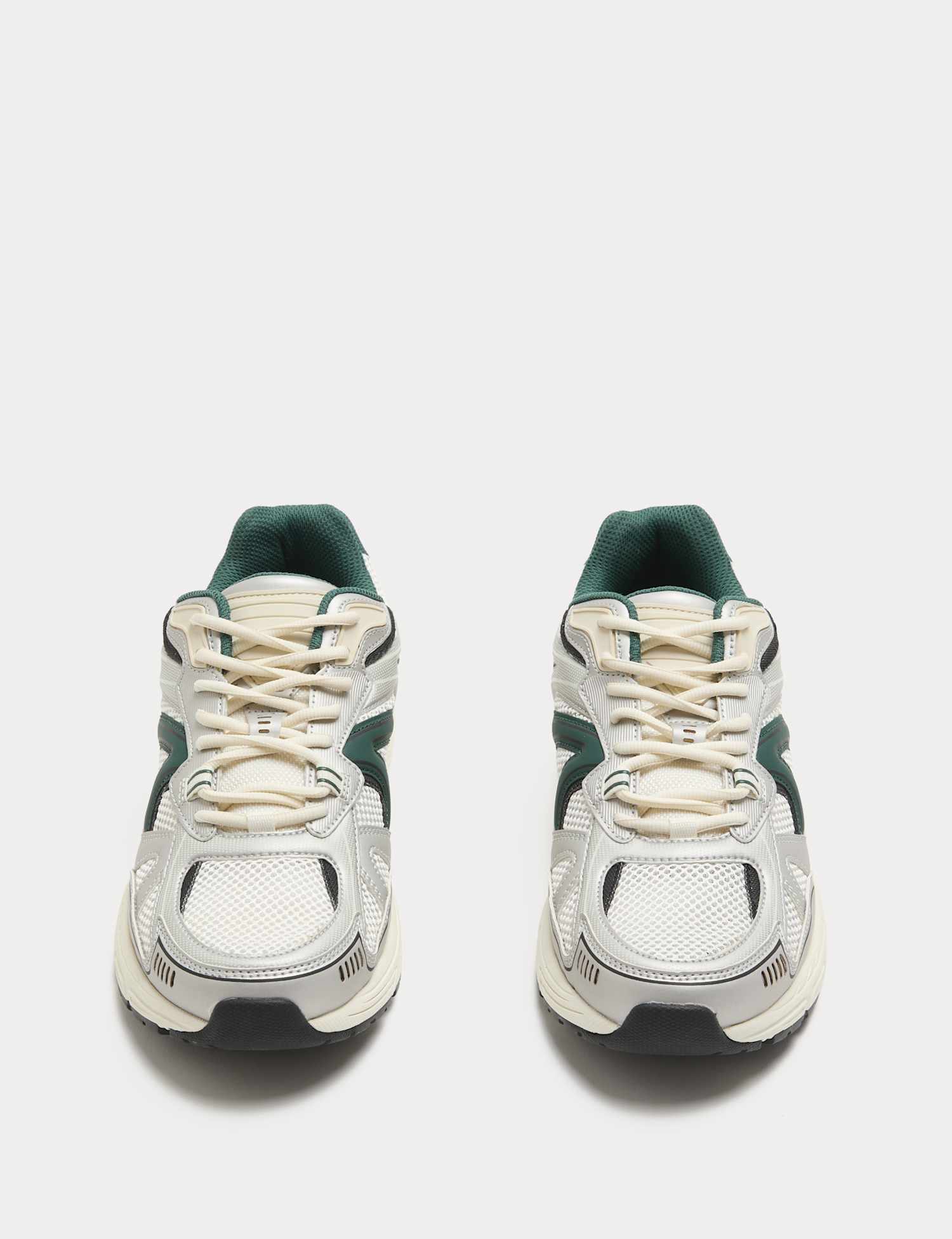 M&S Lifestyle Mesh Mix Lace up Trainers Ecru Mix