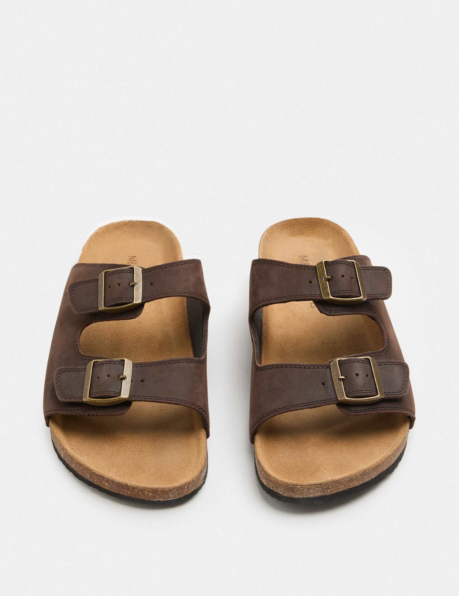 M&S Leather Slip-On Sandals Chocolate