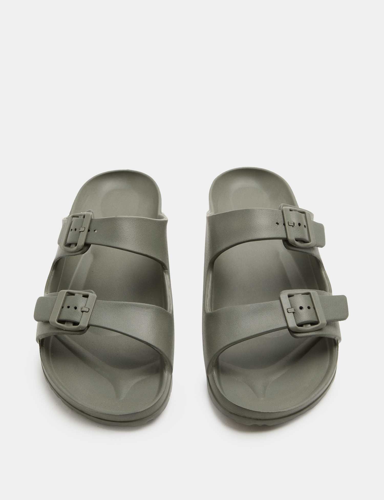 M&S Moulded Footbed Two Strap Slider Sandals Khaki