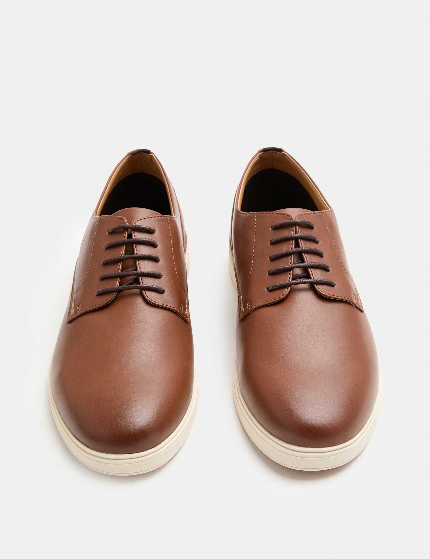 M&S Contrast Sole Derby Shoes Tan