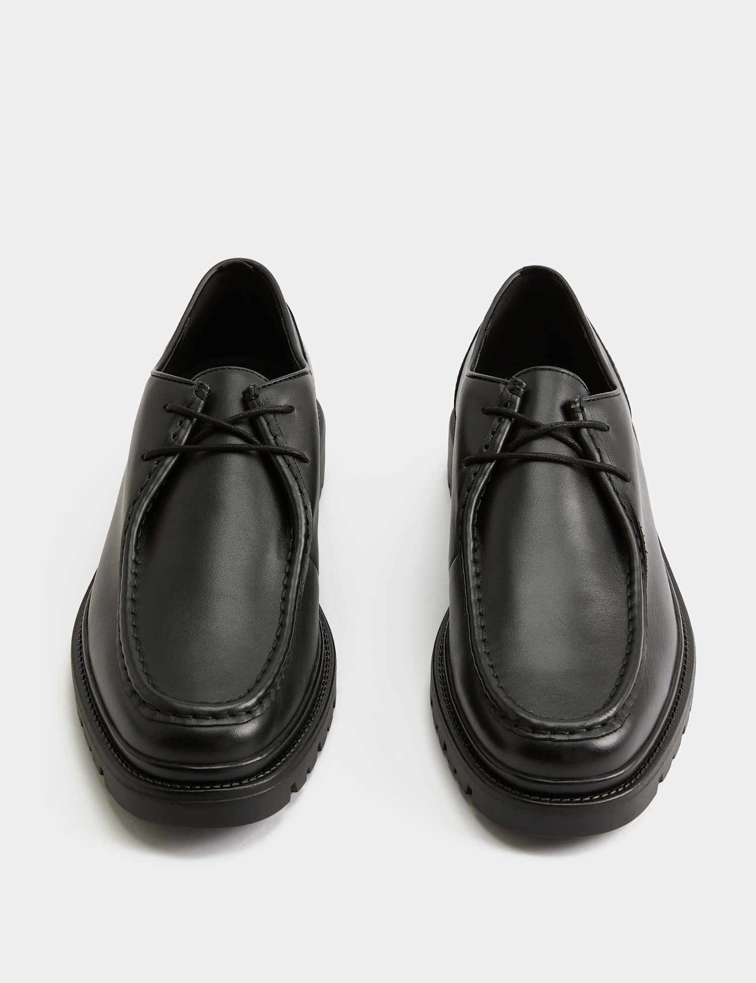 M&S Leather Chunky Sole Apron Shoes Black