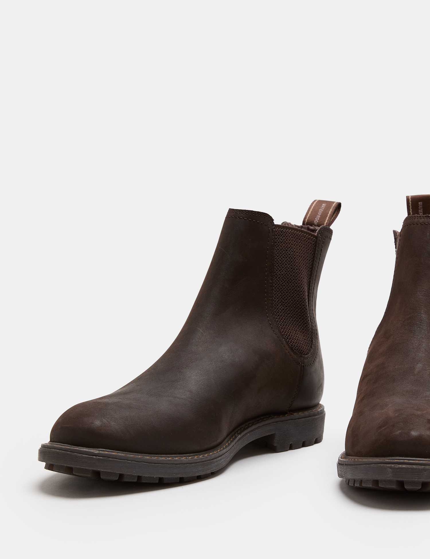 M&S Wide Fit Waterproof Nubuck Chelsea Boots Dark Brown
