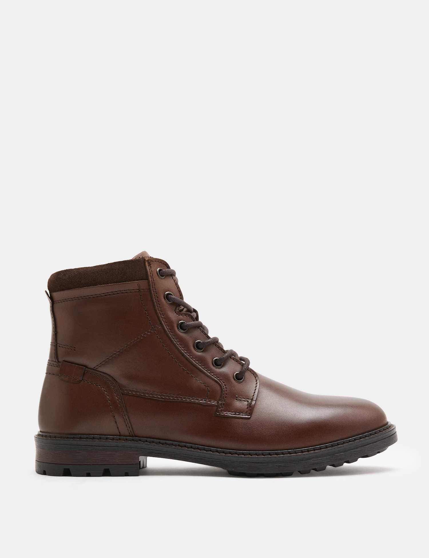 M&S Leather Lace Up Casual Boots Brown