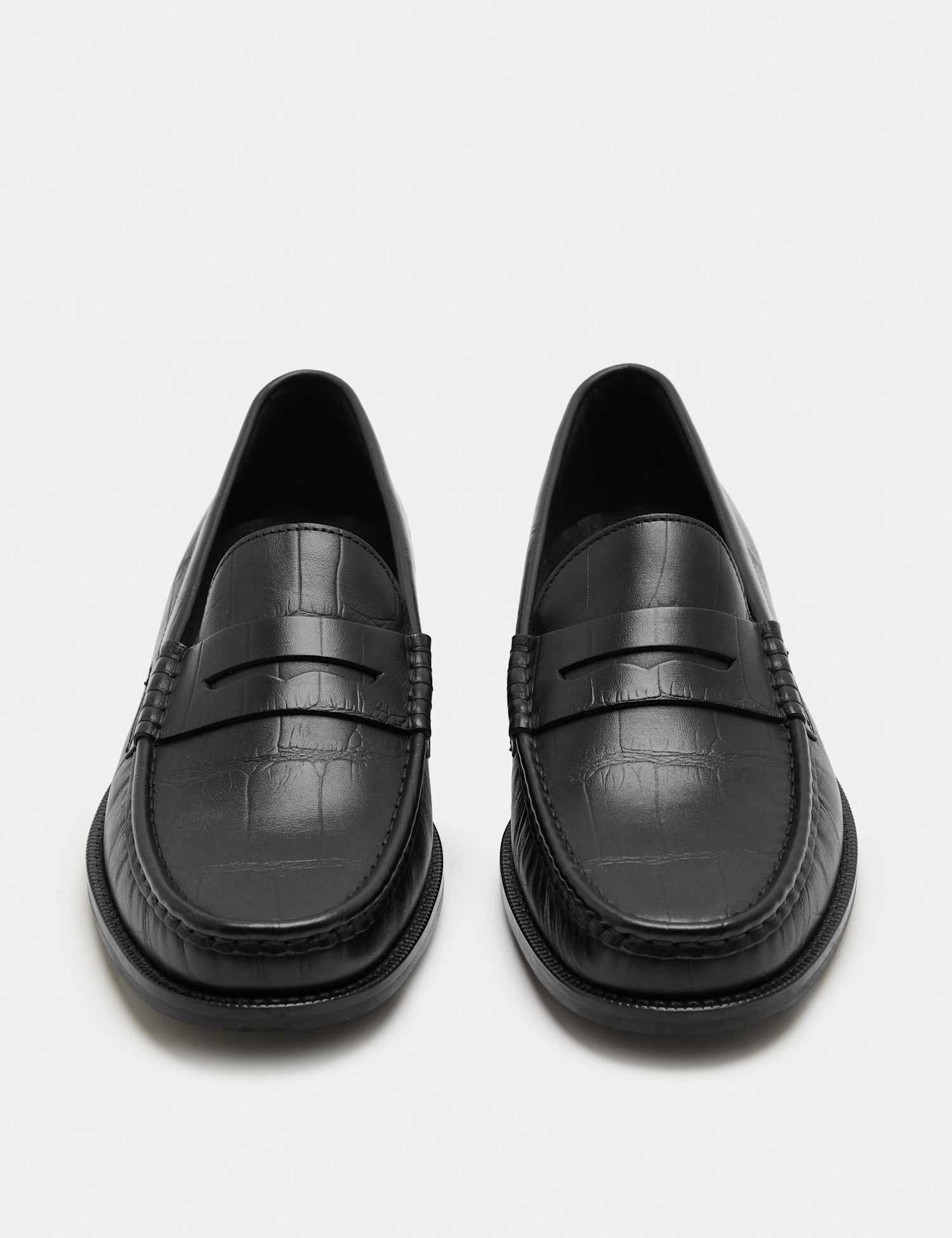 M&S Embossed Leather Loafers Black
