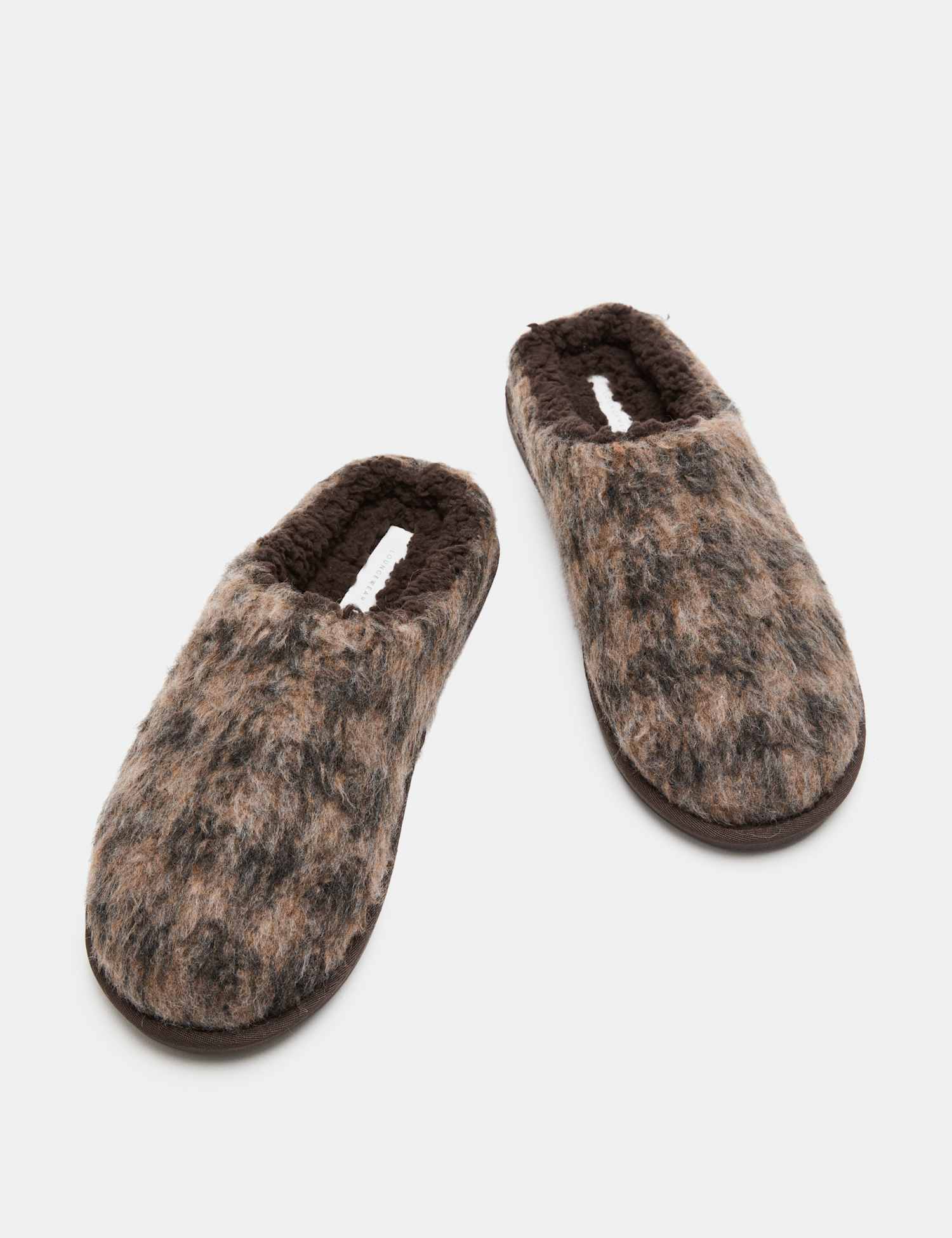 M&S Brushed Checked Mule Slippers with Freshfeet� Brown Mix