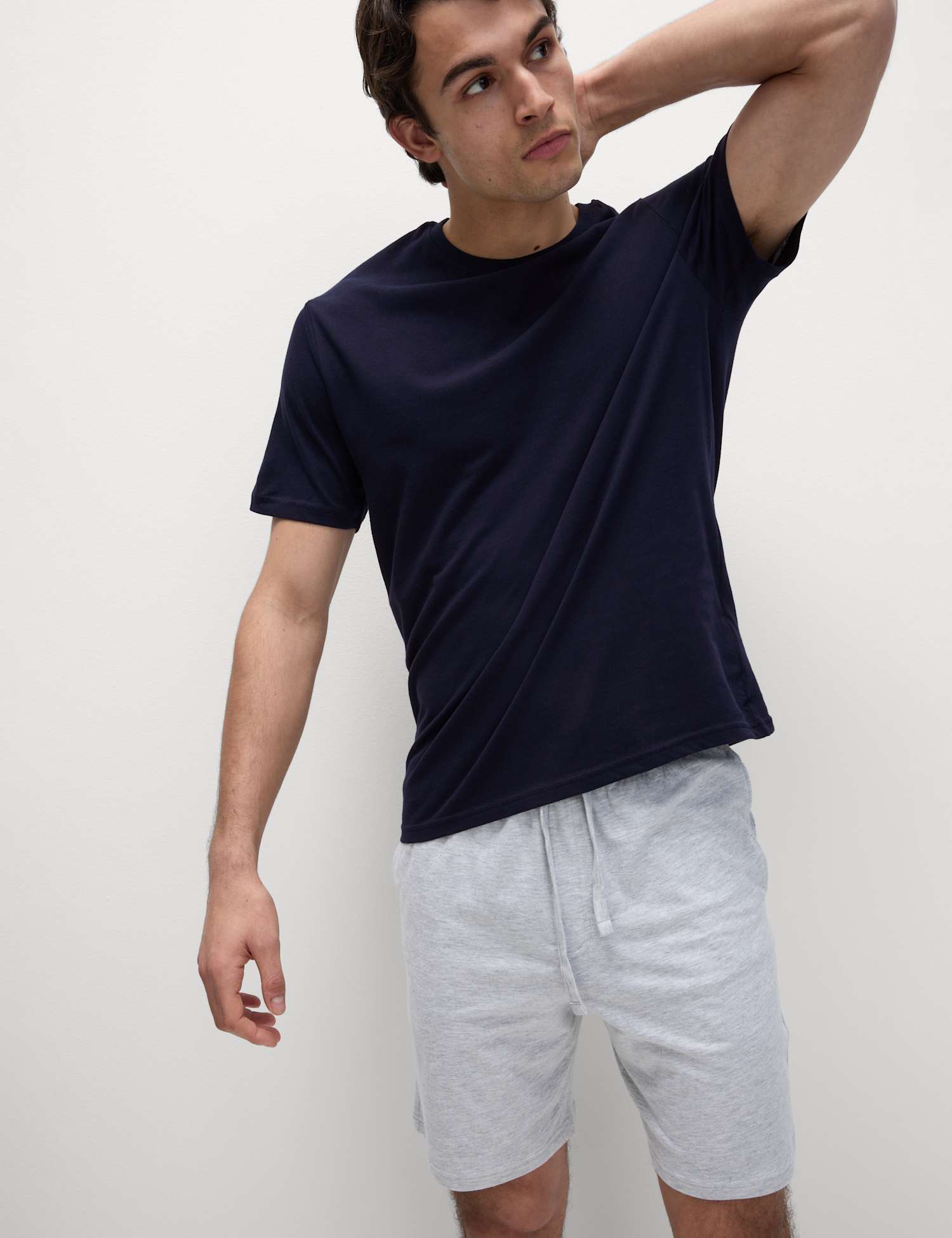 M&S Cotton Rich Pyjama Set Navy Mix