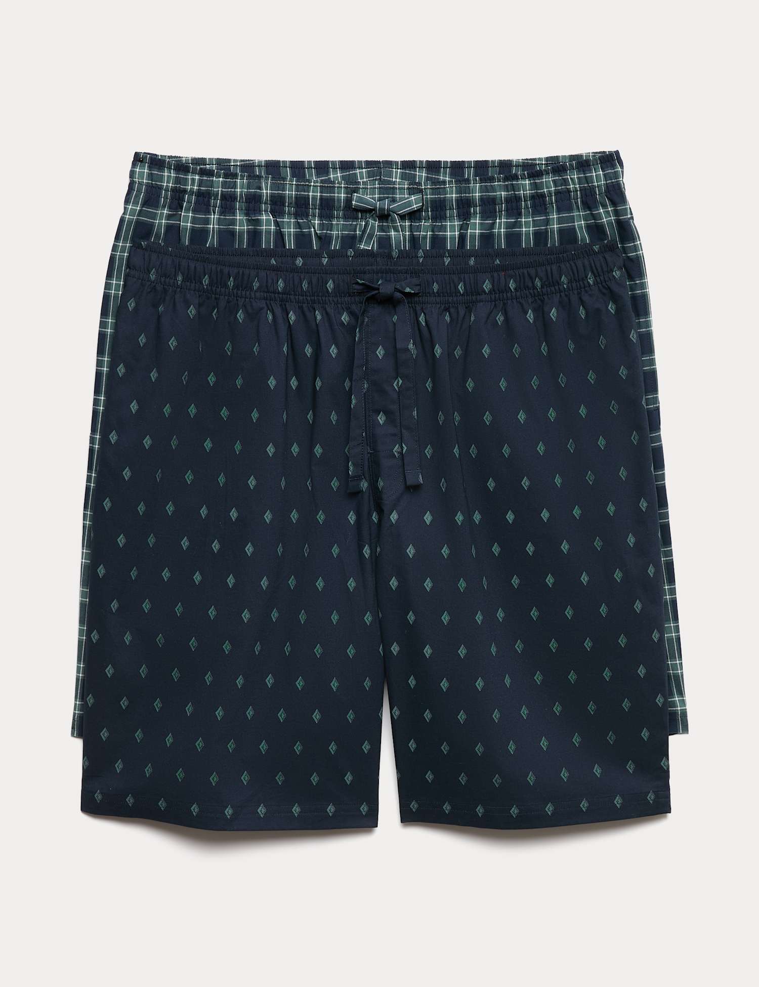M&S 2 Pack Pure Cotton Pyjama Shorts Navy Mix
