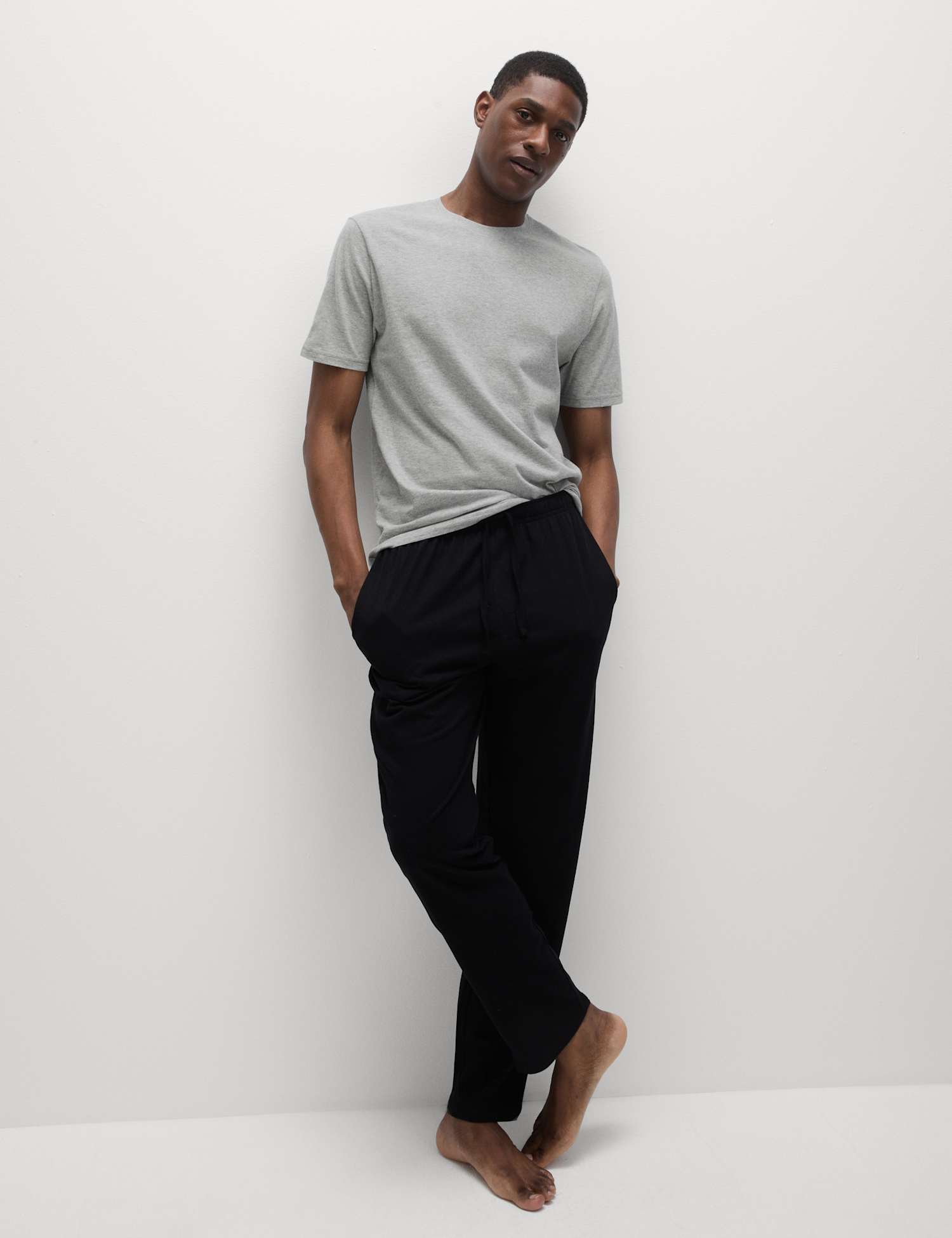 M&S Pure Cotton Pyjama Set Grey Mix