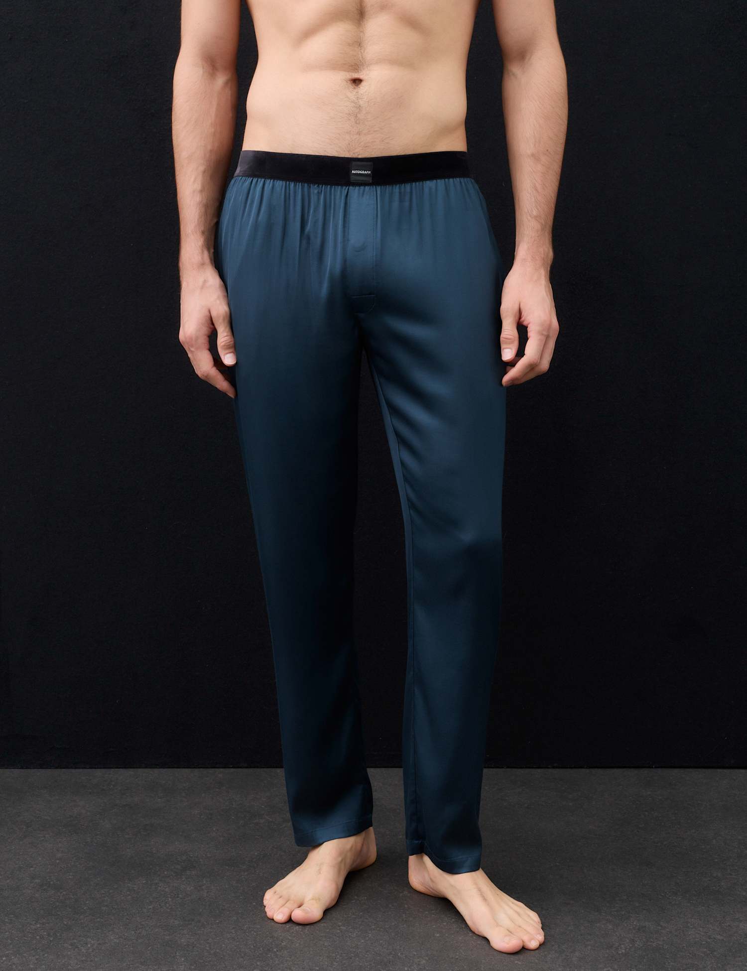 Autograph Satin Stretch Pyjama Bottoms Teal Mix