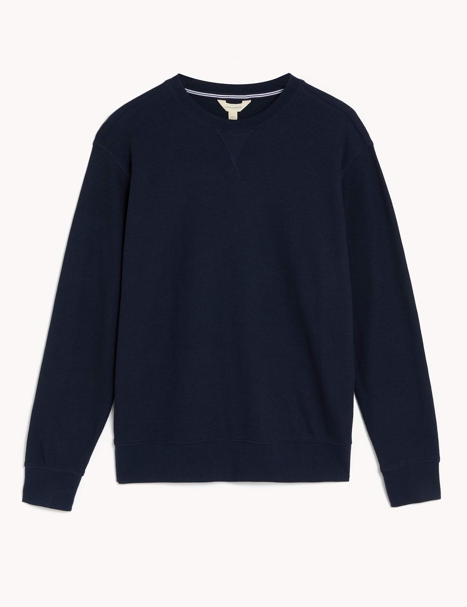 M&S Cotton Supersoft Waffle Loungewear Sweatshirt Dark Navy