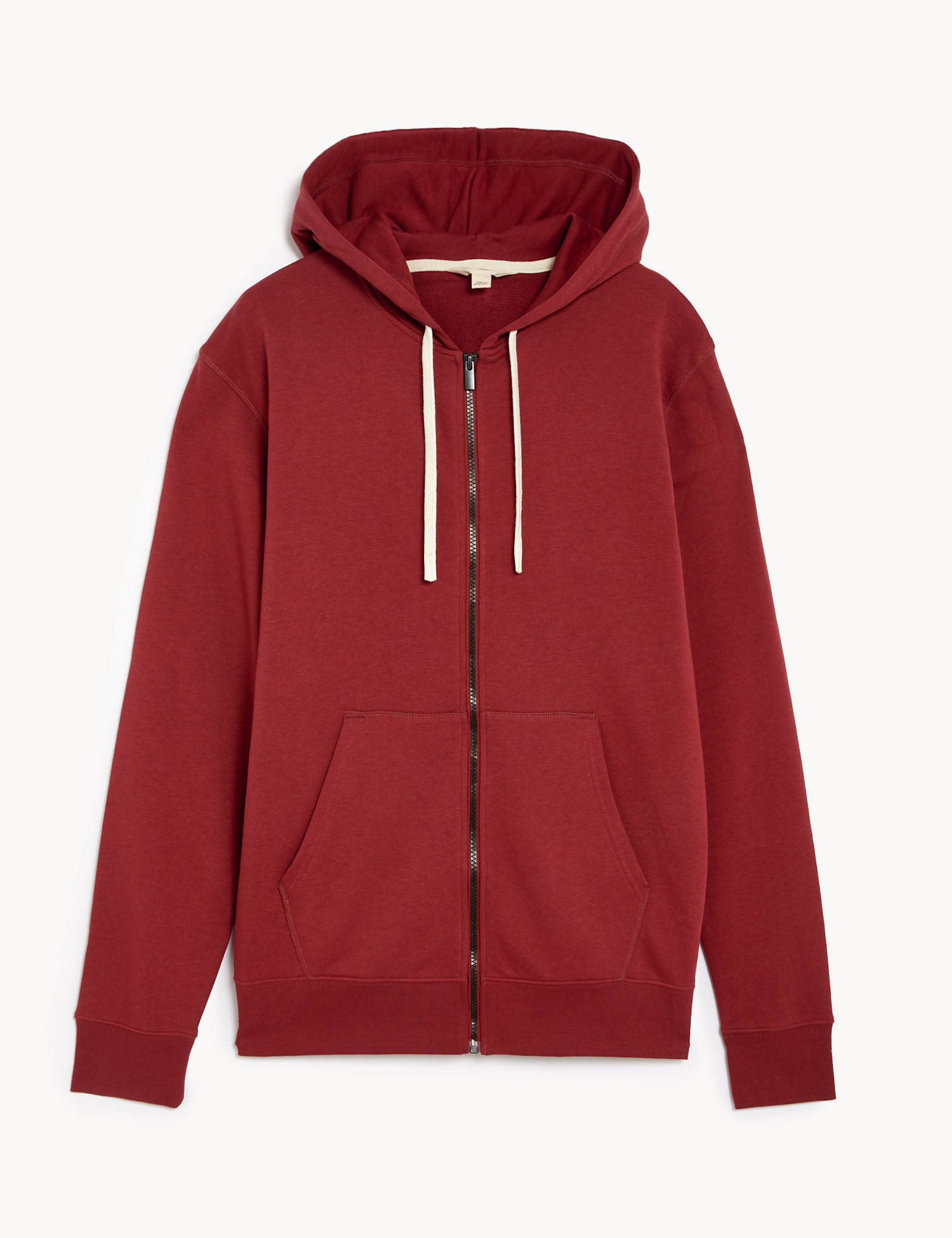 M&S Cotton Rich Zip Up Hoodie Russet