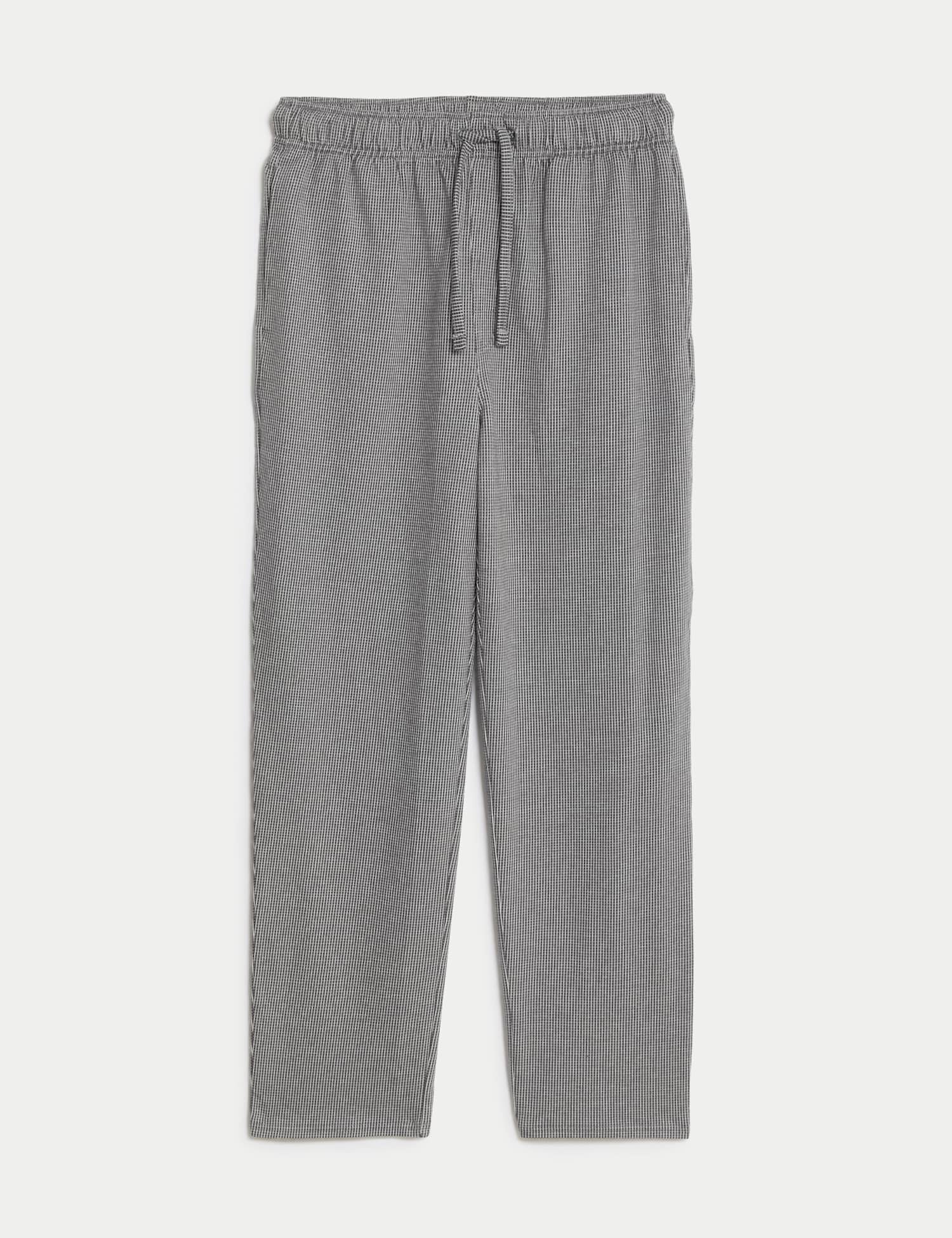 M&S Pure Cotton Jersey Pyjama Bottoms Grey Mix