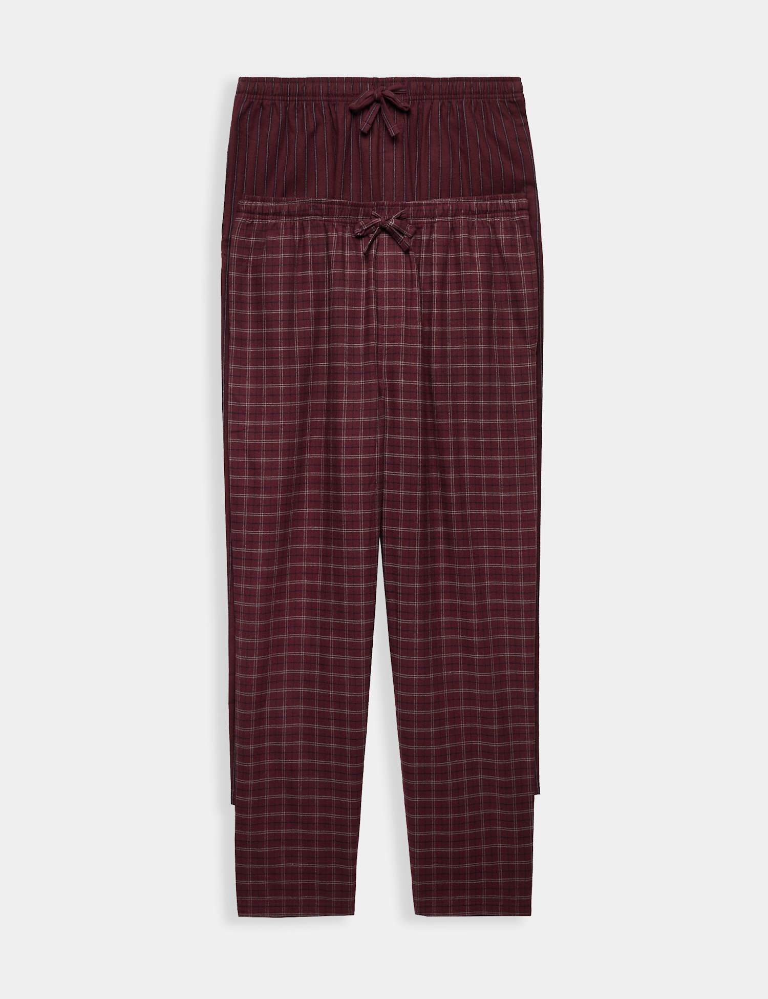 M&S 2 Pack Brushed Cotton Pyjama Bottoms Burgundy Mix