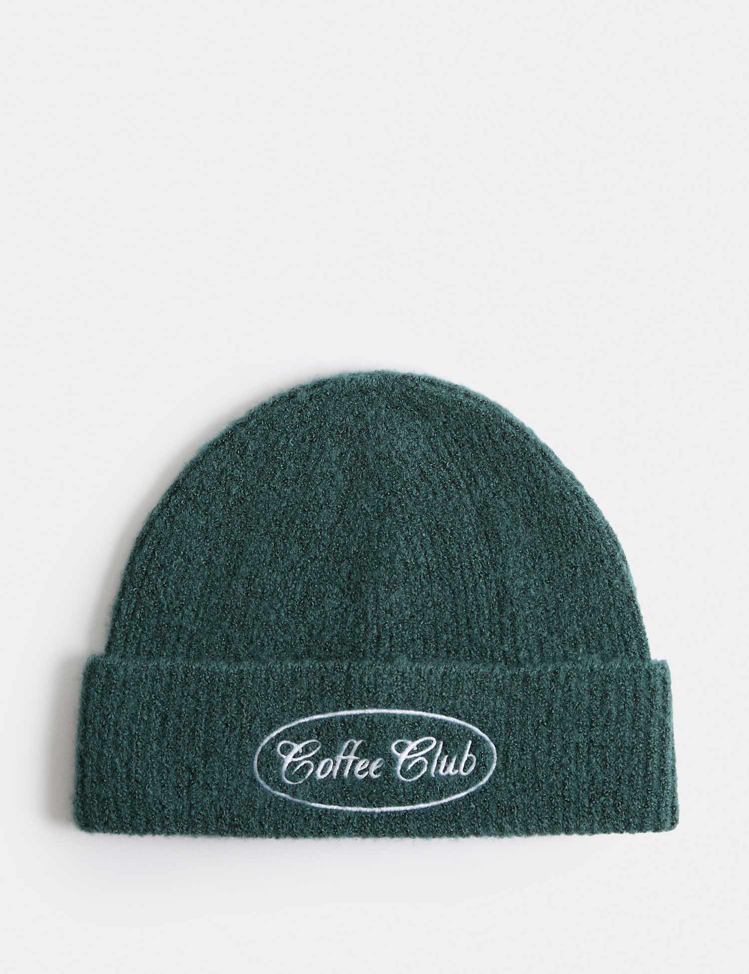 M&S Embroidered Beanie Hat Dark Green