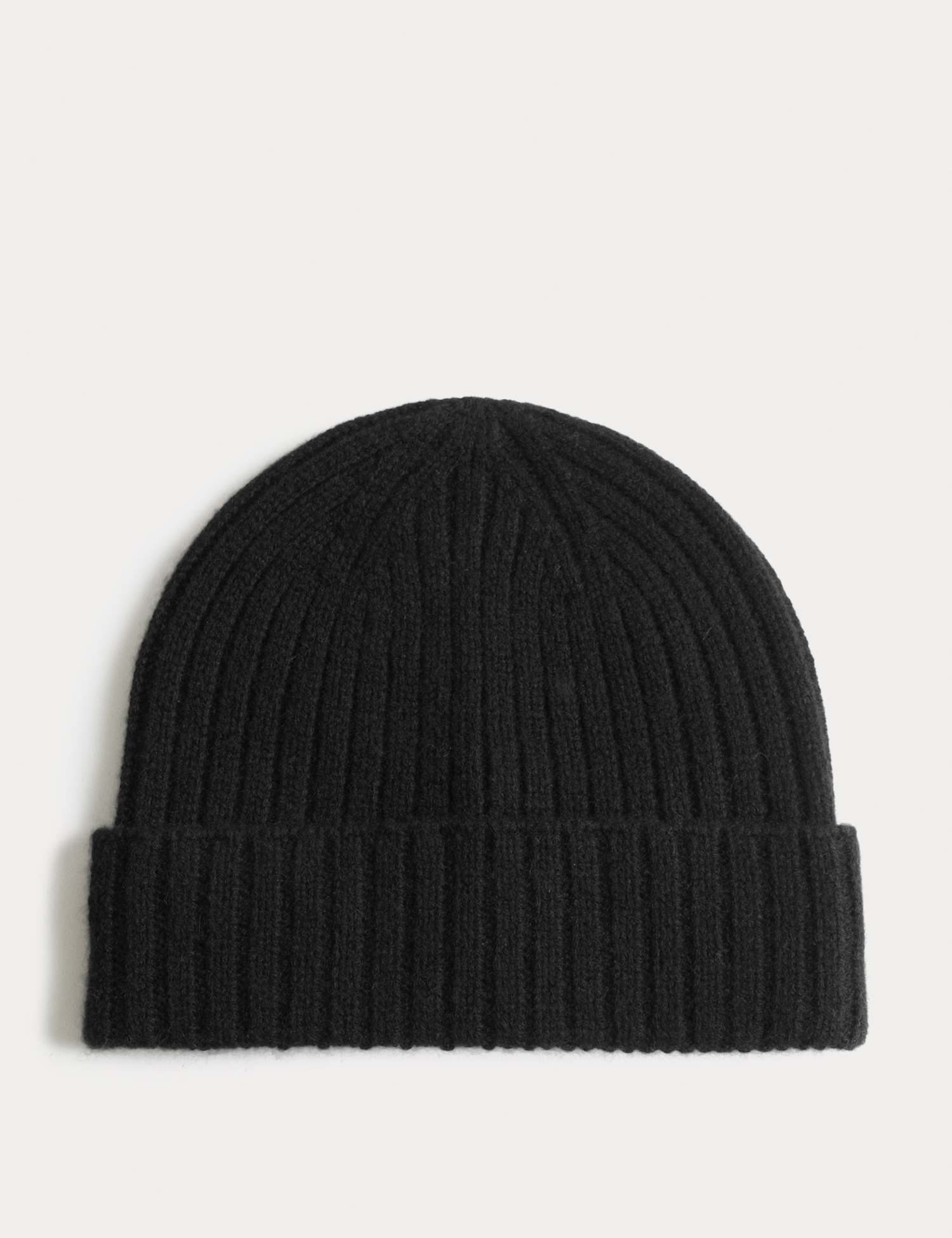 Autograph Pure Cashmere Knitted Beanie Hat Black