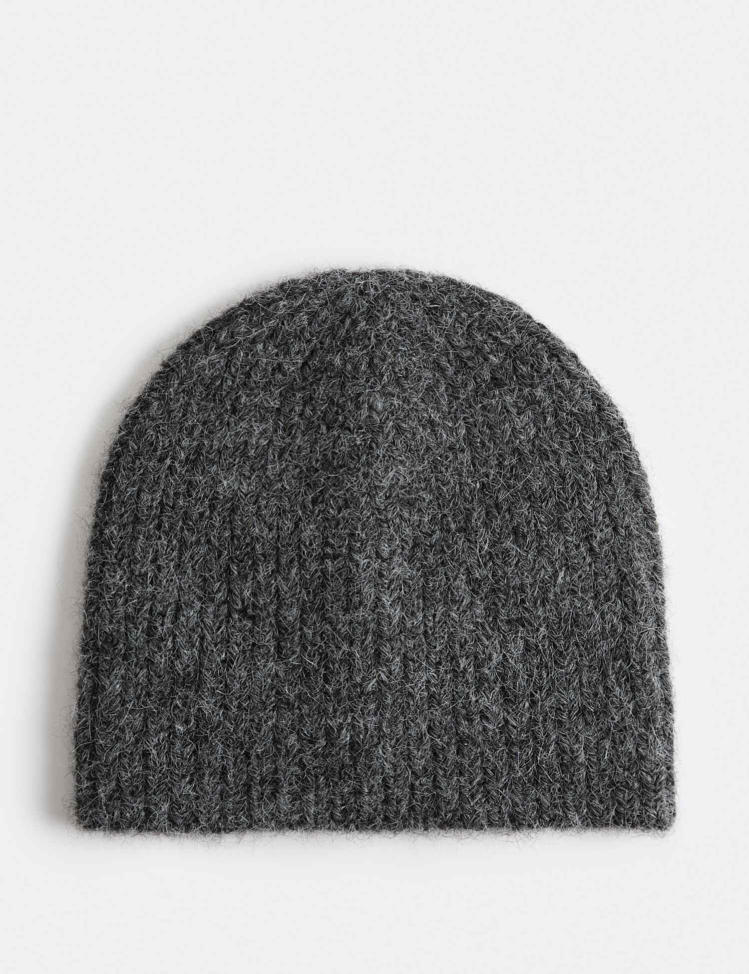 M&S Knitted Beanie Hat Grey Mix