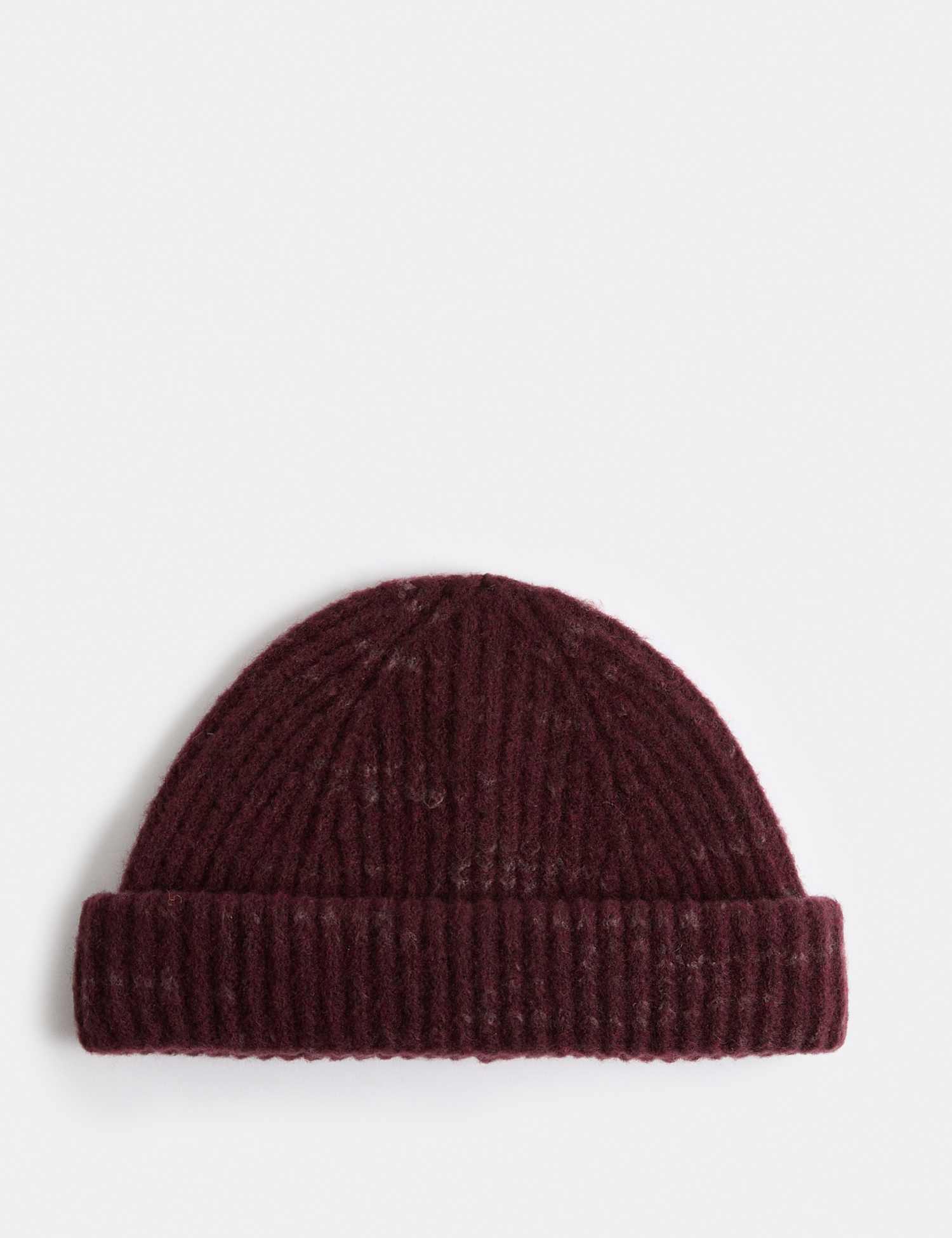 M&S Fisherman Beanie with Wool Burgundy